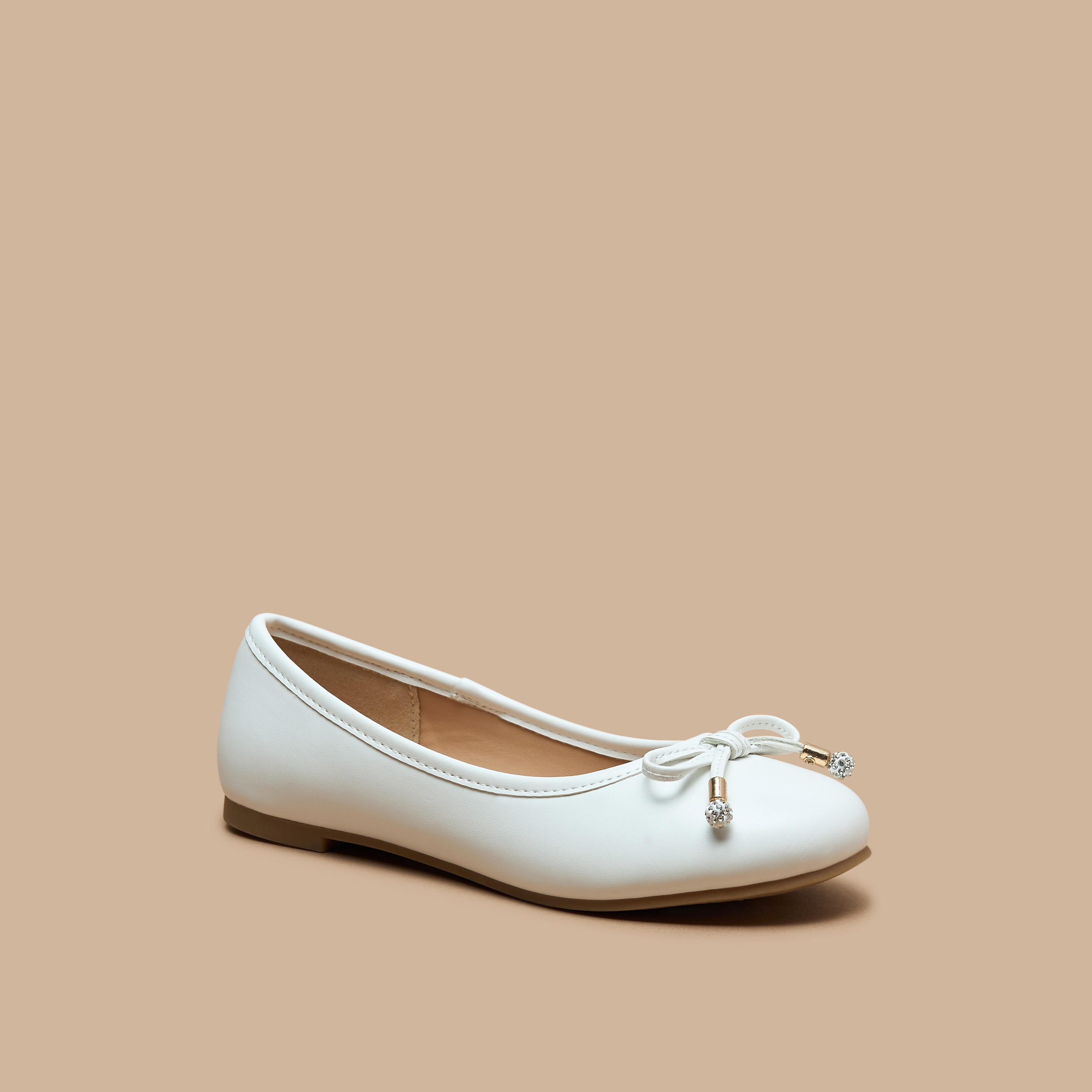 حذاء باليرينا سادة بمقدمة مستديرة وزينة فيونكة من ليتل ميسي-girls-shoes-ballerinas-image-11