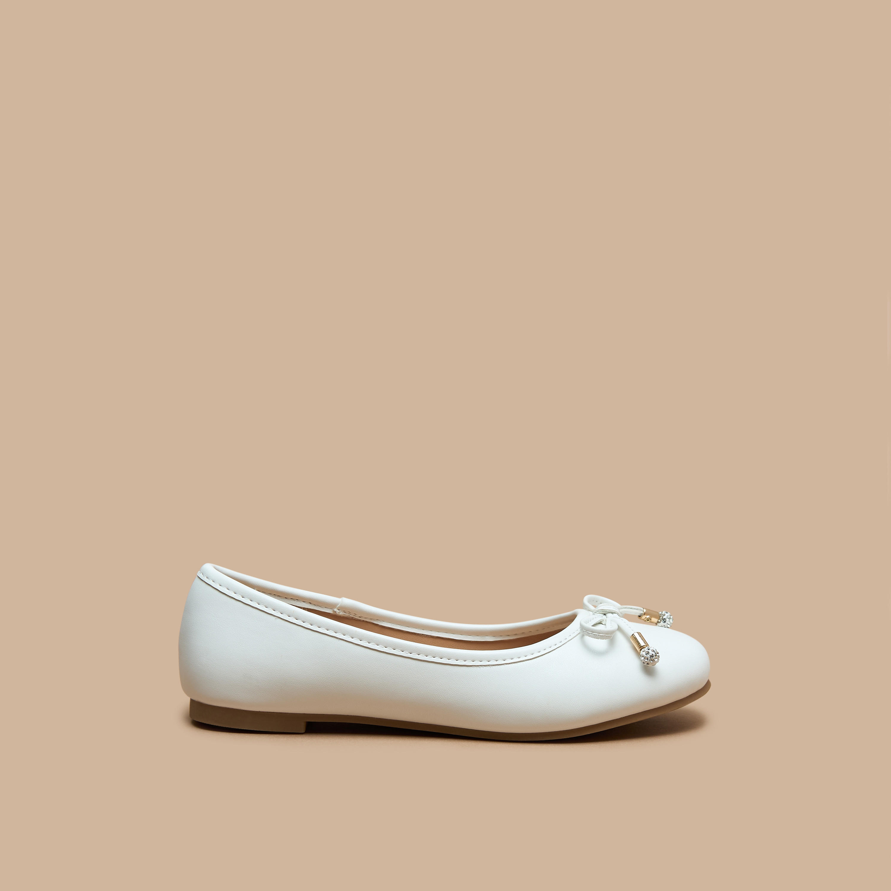 حذاء باليرينا سادة بمقدمة مستديرة وزينة فيونكة من ليتل ميسي-girls-shoes-ballerinas-image-13