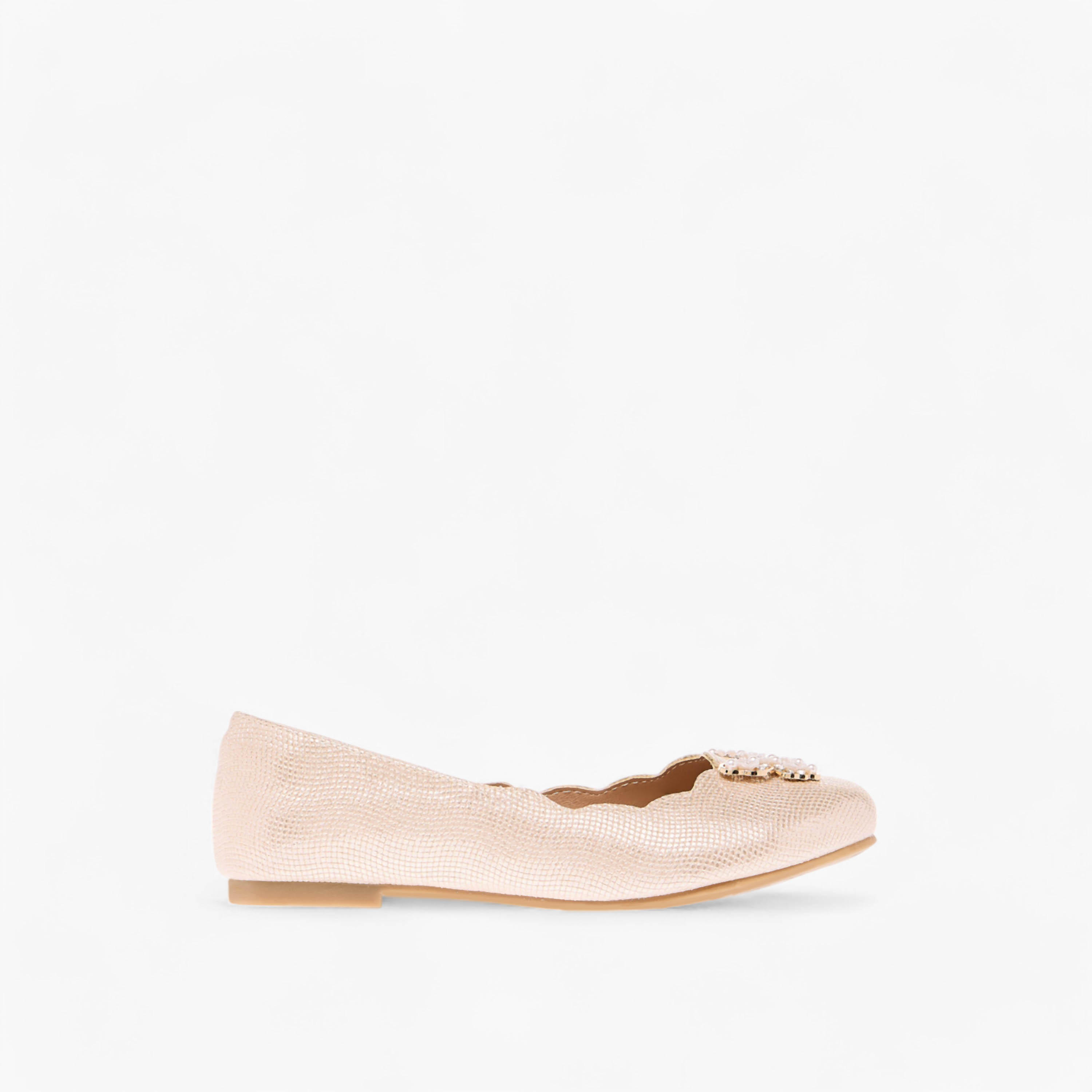 Little Missy Butterfly Embellished Ballerina Shoes with Scallop Hem-girls-shoes-ballerinas-image-3