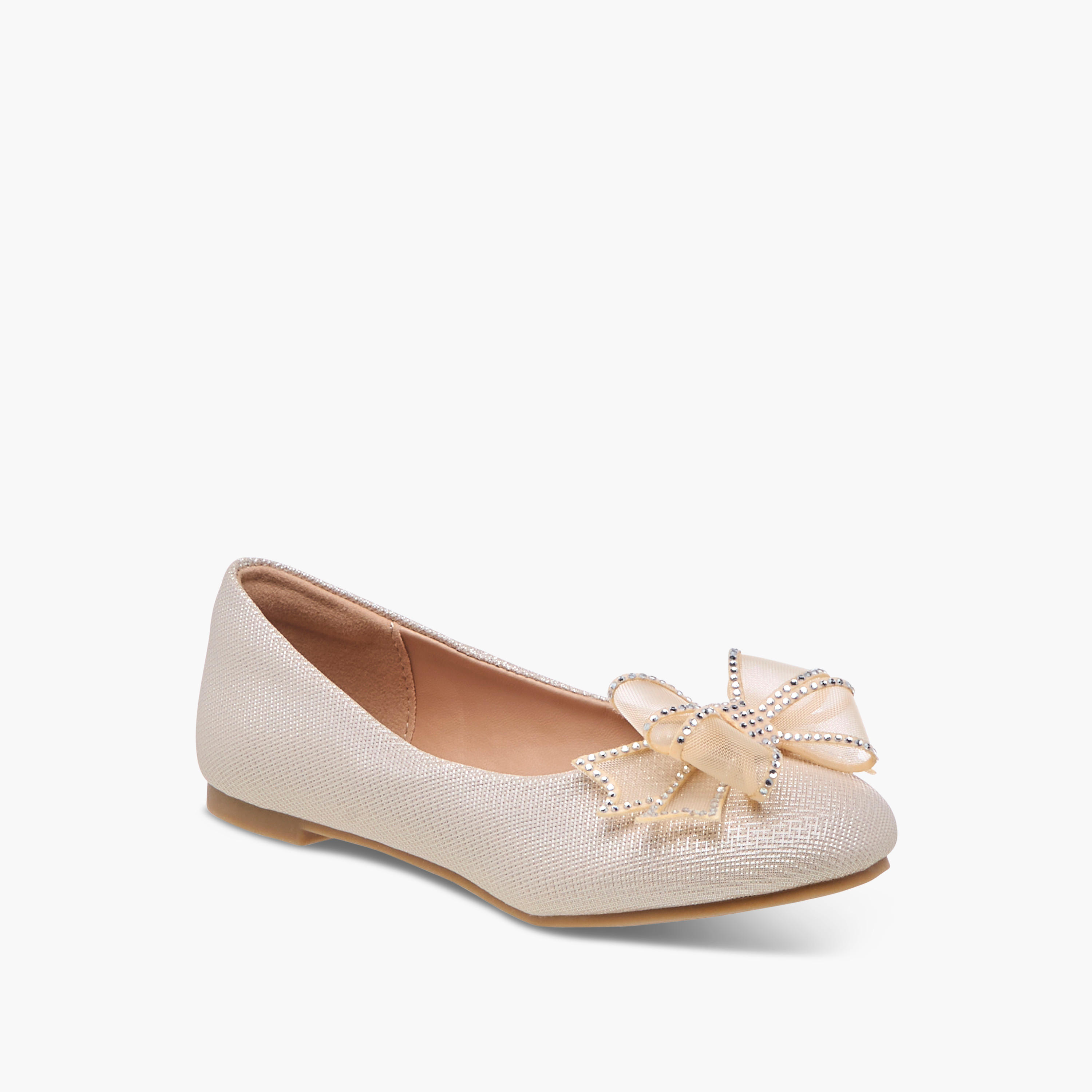 Celeste Girls' Bow Embellished Slip-On Ballerina Shoes-girls-shoes-ballerinas-image-2