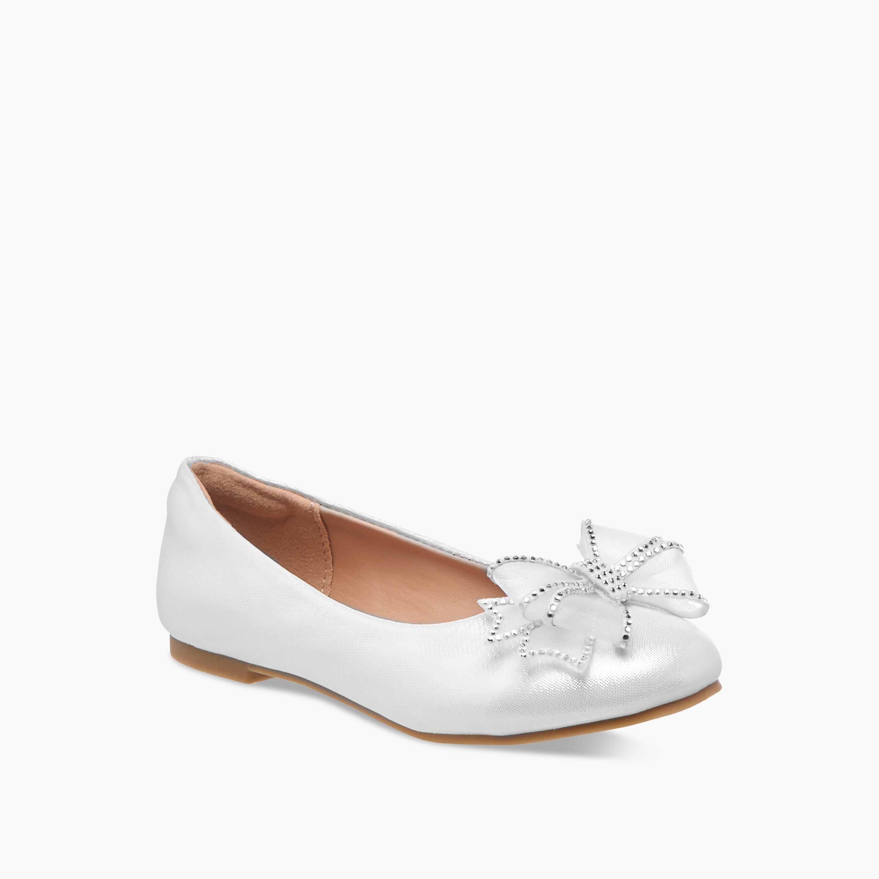 Celeste Girls' Bow Embellished Slip-On Ballerina Shoes-girls-shoes-ballerinas-image-2