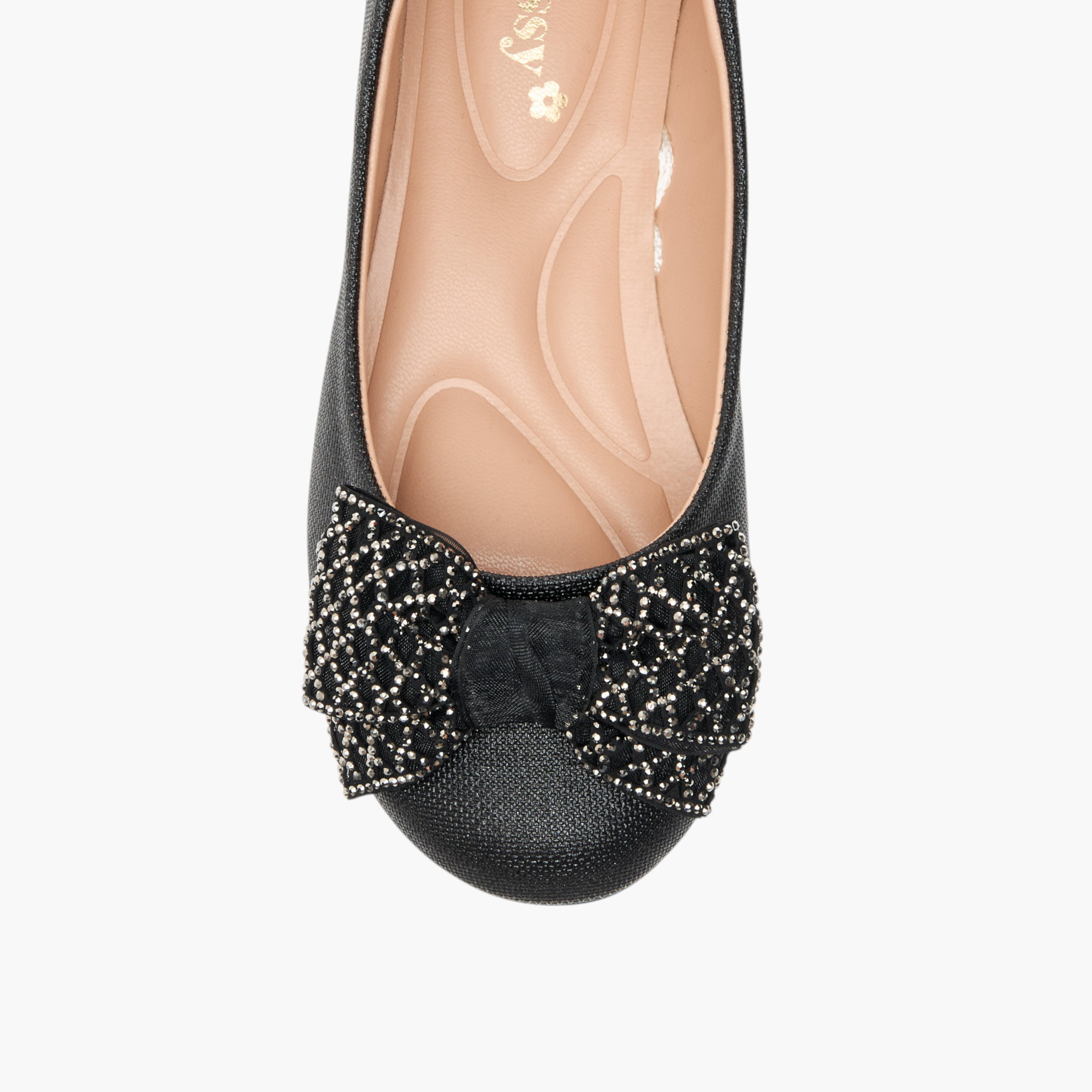 Little Missy Bow Embellished Slip-On Ballerina Shoes-girls-shoes-ballerinas-image-4