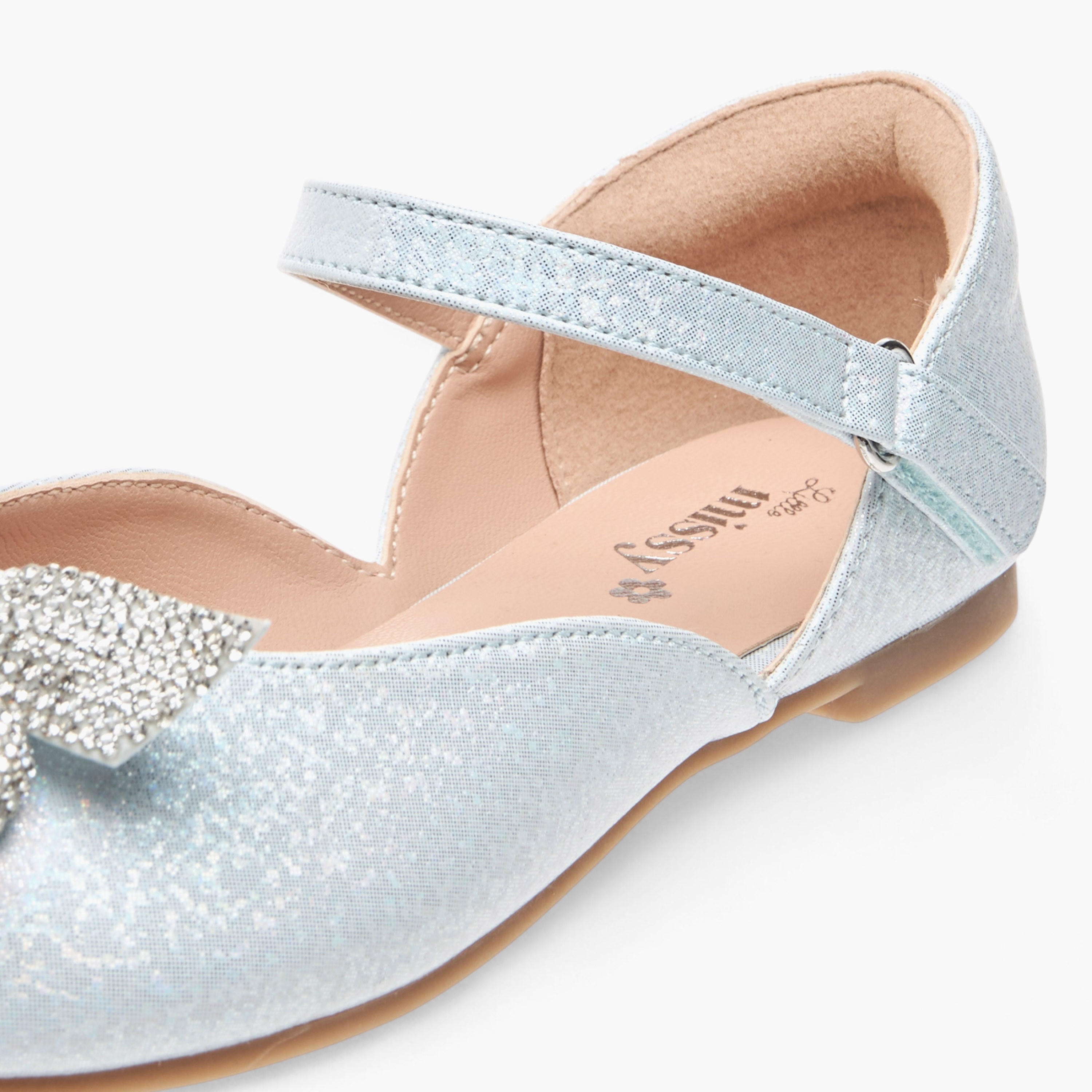 Little Missy Embellished Bow Ballerina Shoes with Hook and Loop Closure-girls-shoes-ballerinas-image-6