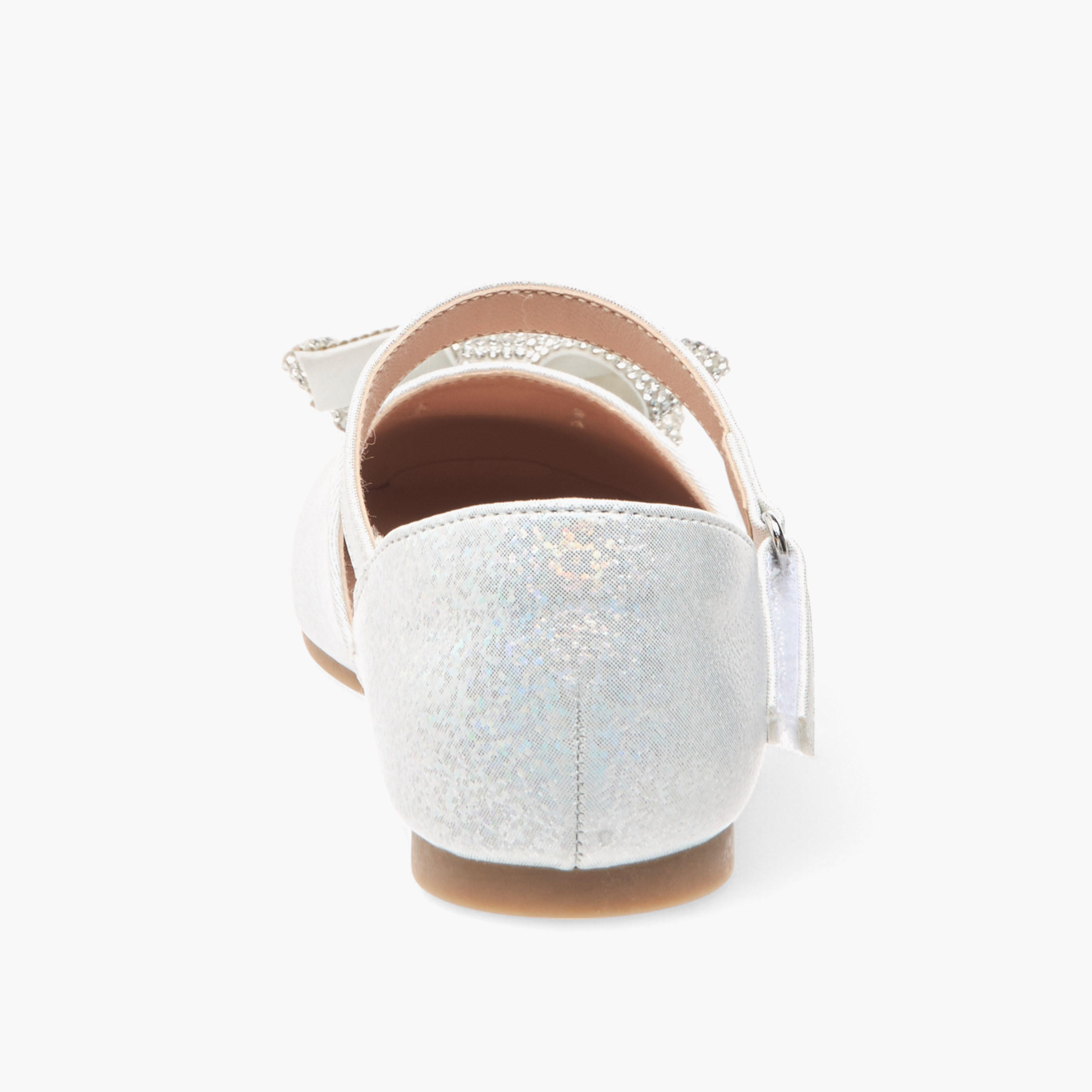 Little Missy Embellished Bow Ballerina Shoes with Hook and Loop Closure-girls-shoes-ballerinas-image-5