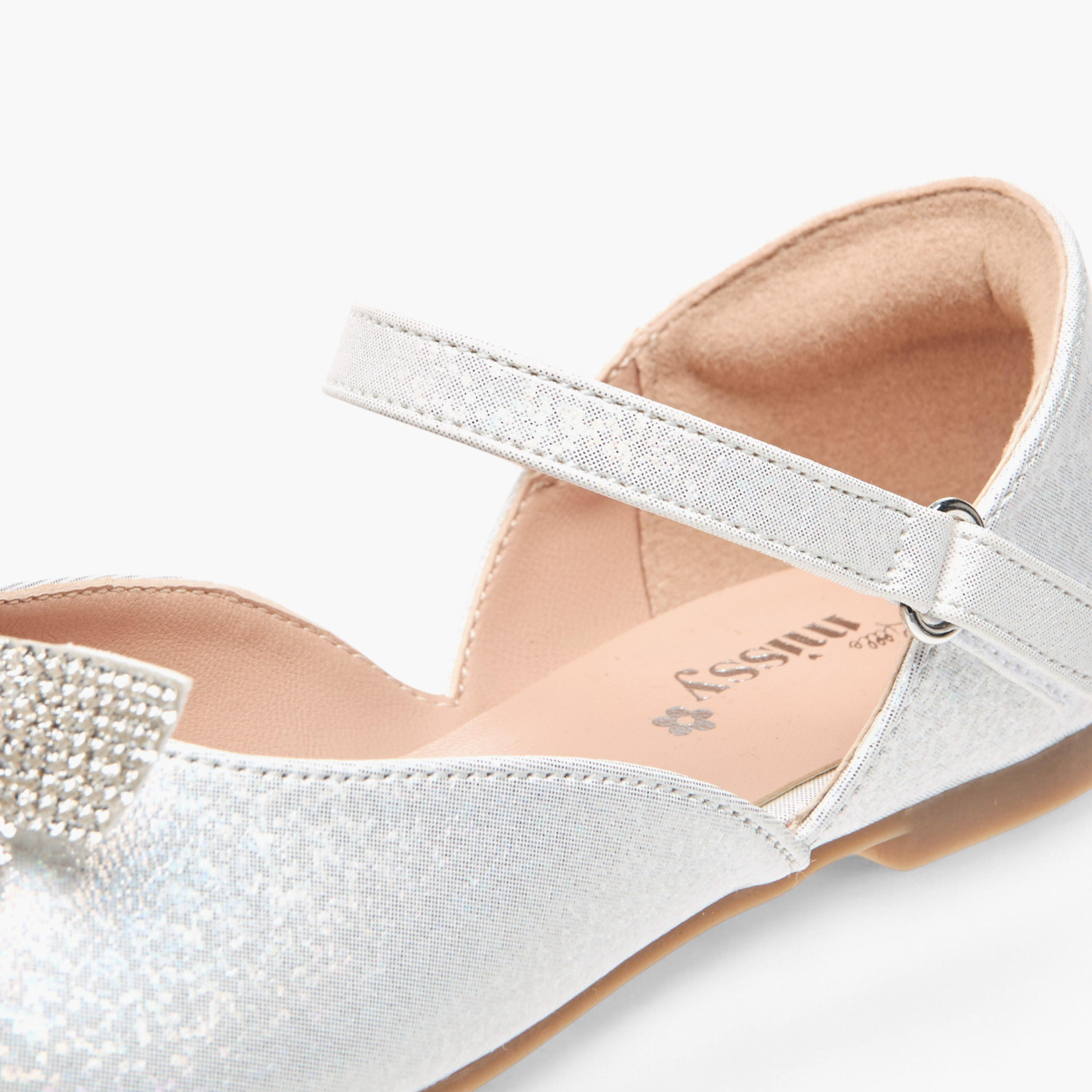 Little Missy Embellished Bow Ballerina Shoes with Hook and Loop Closure-girls-shoes-ballerinas-image-6