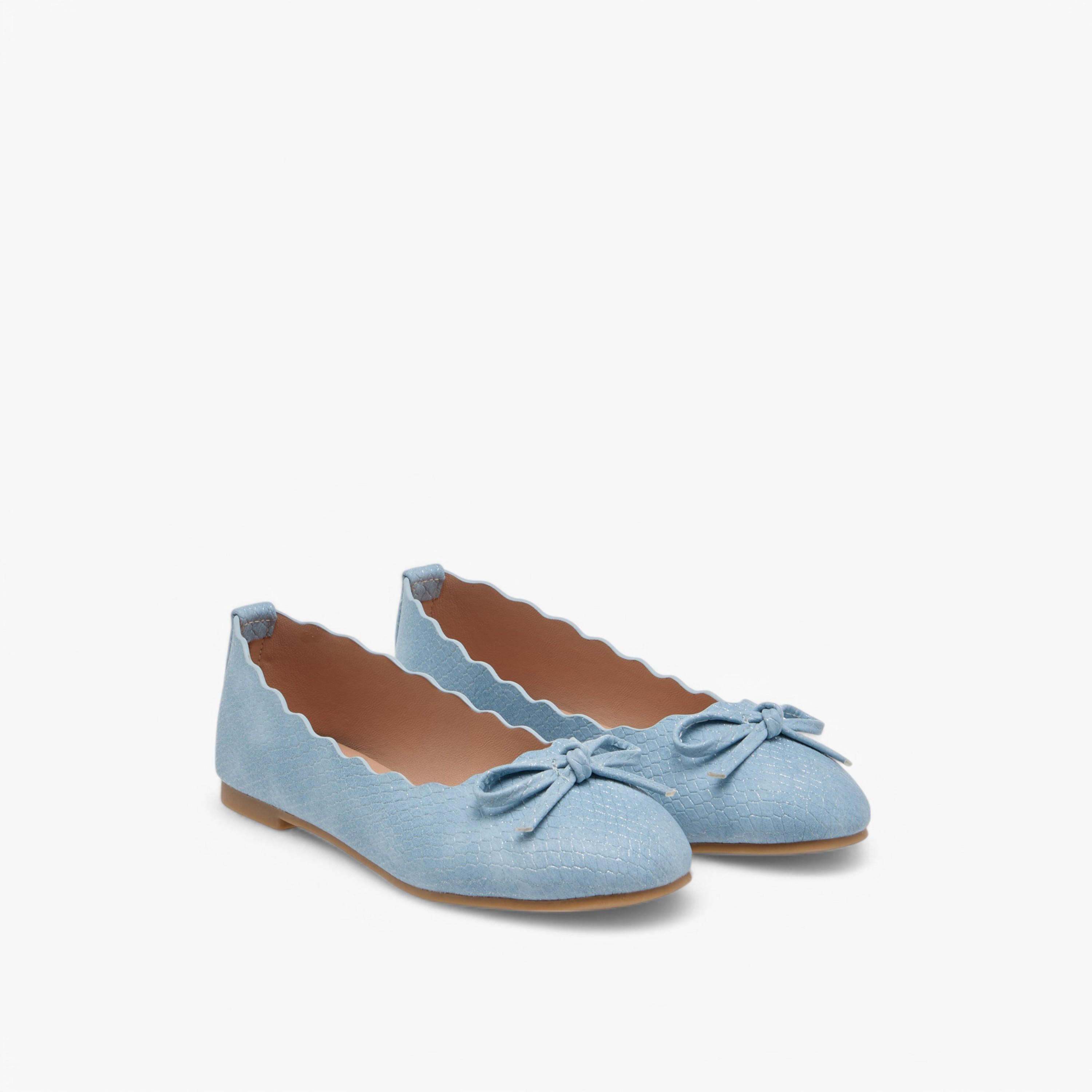 Little Missy Bow Accent Slip-On Ballerina Shoes with Scallop Detail-girls-shoes-ballerinas-image-1