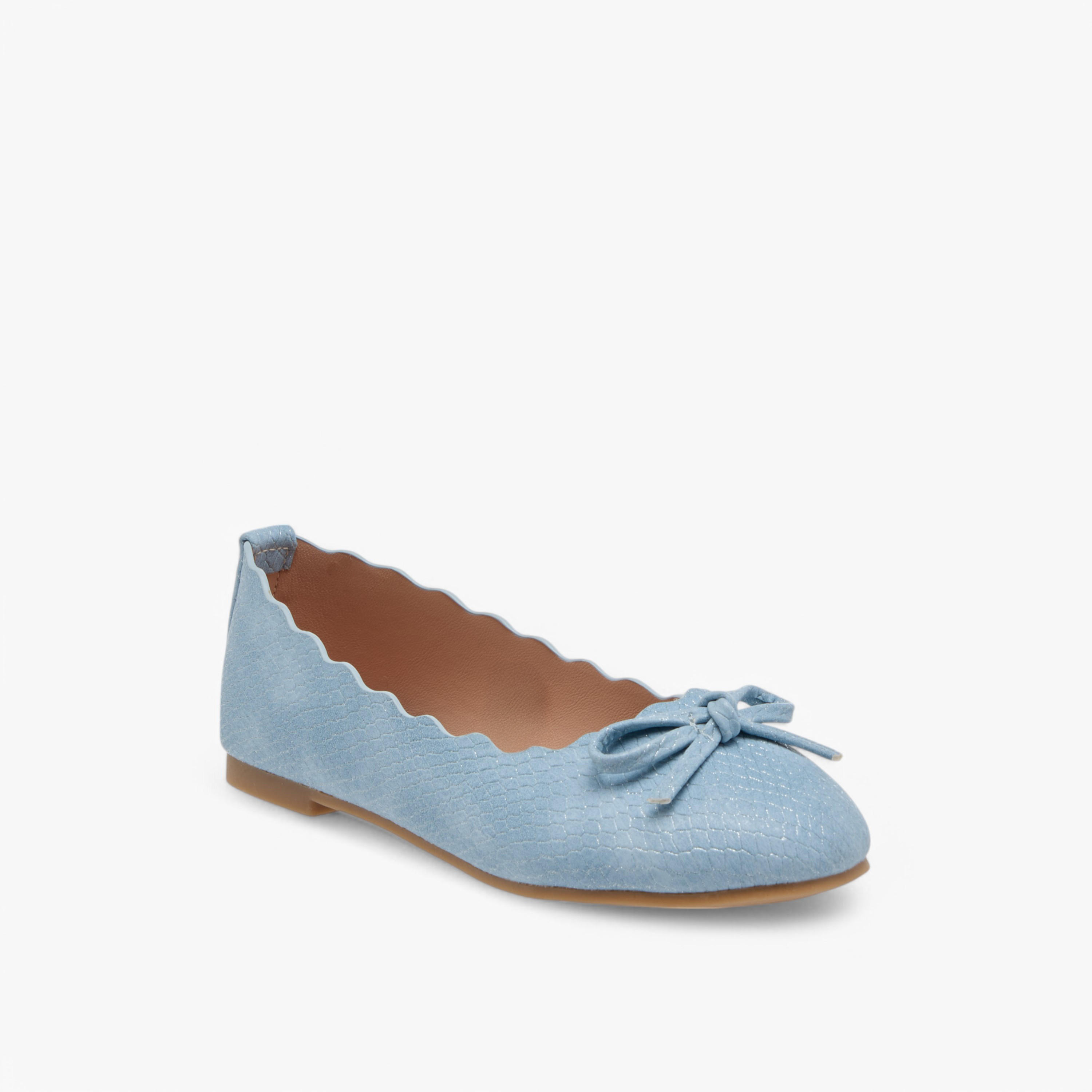 Little Missy Bow Accent Slip-On Ballerina Shoes with Scallop Detail-girls-shoes-ballerinas-image-2