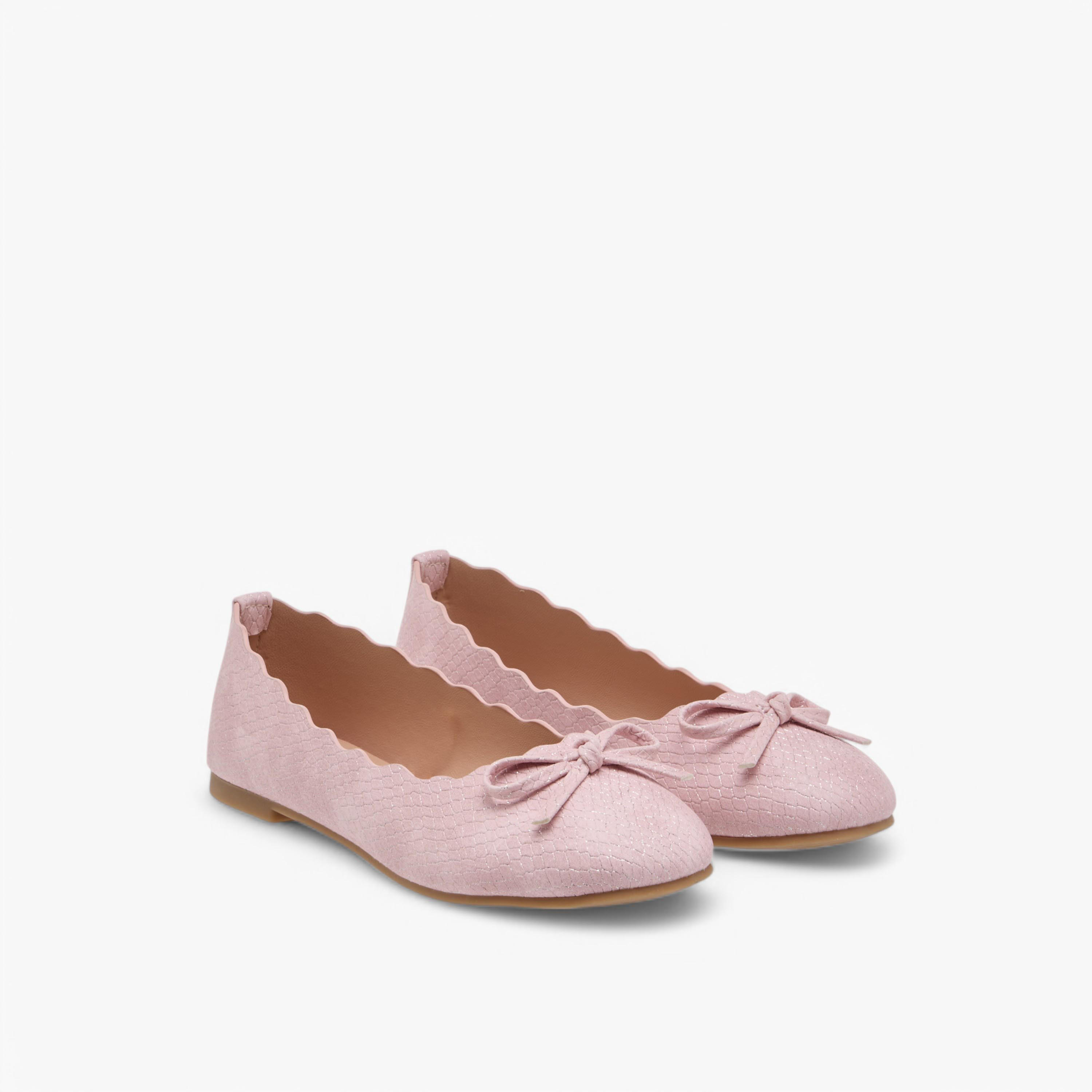 Little Missy Bow Accent Slip-On Ballerina Shoes with Scallop Detail-girls-shoes-ballerinas-image-1