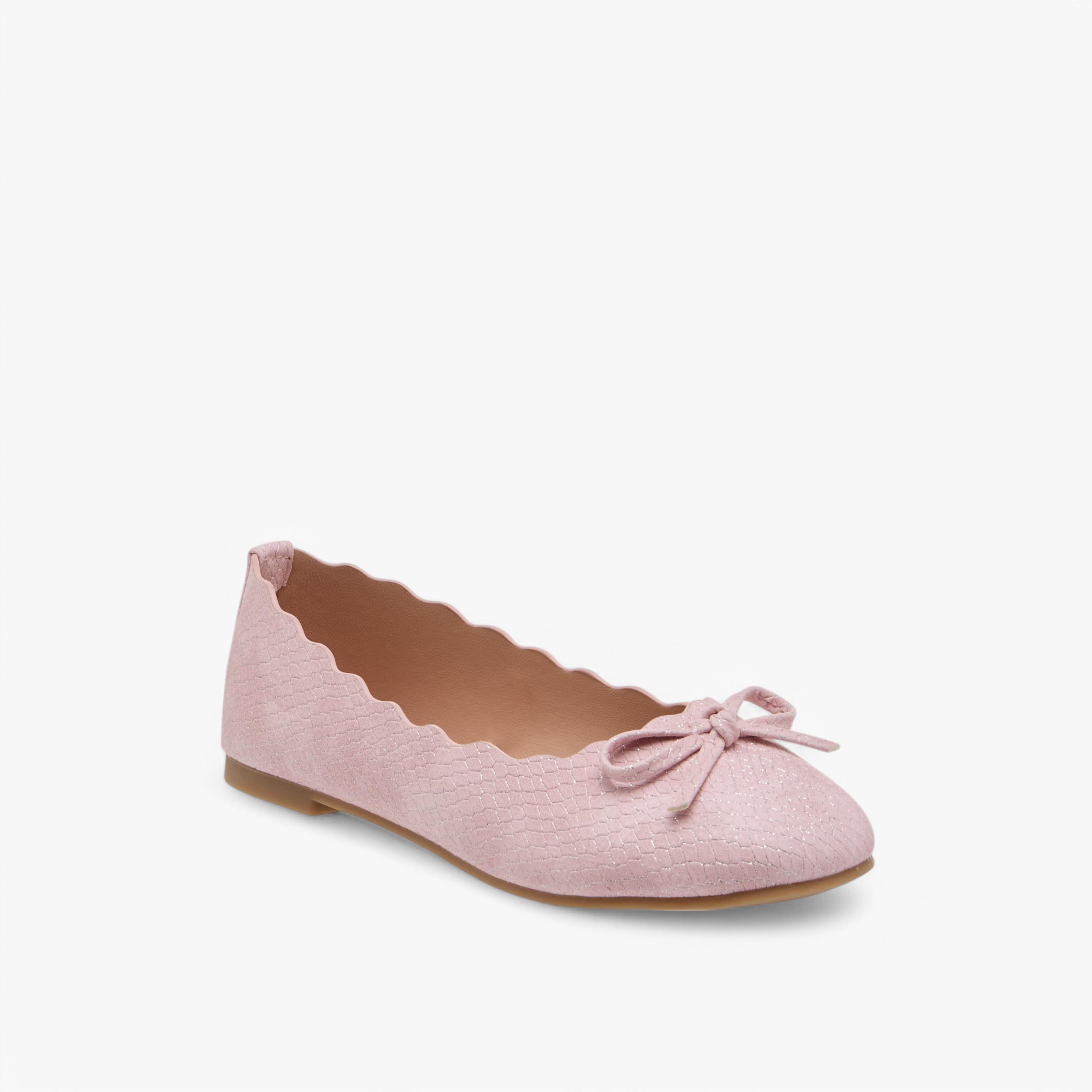 Little Missy Bow Accent Slip-On Ballerina Shoes with Scallop Detail-girls-shoes-ballerinas-image-2