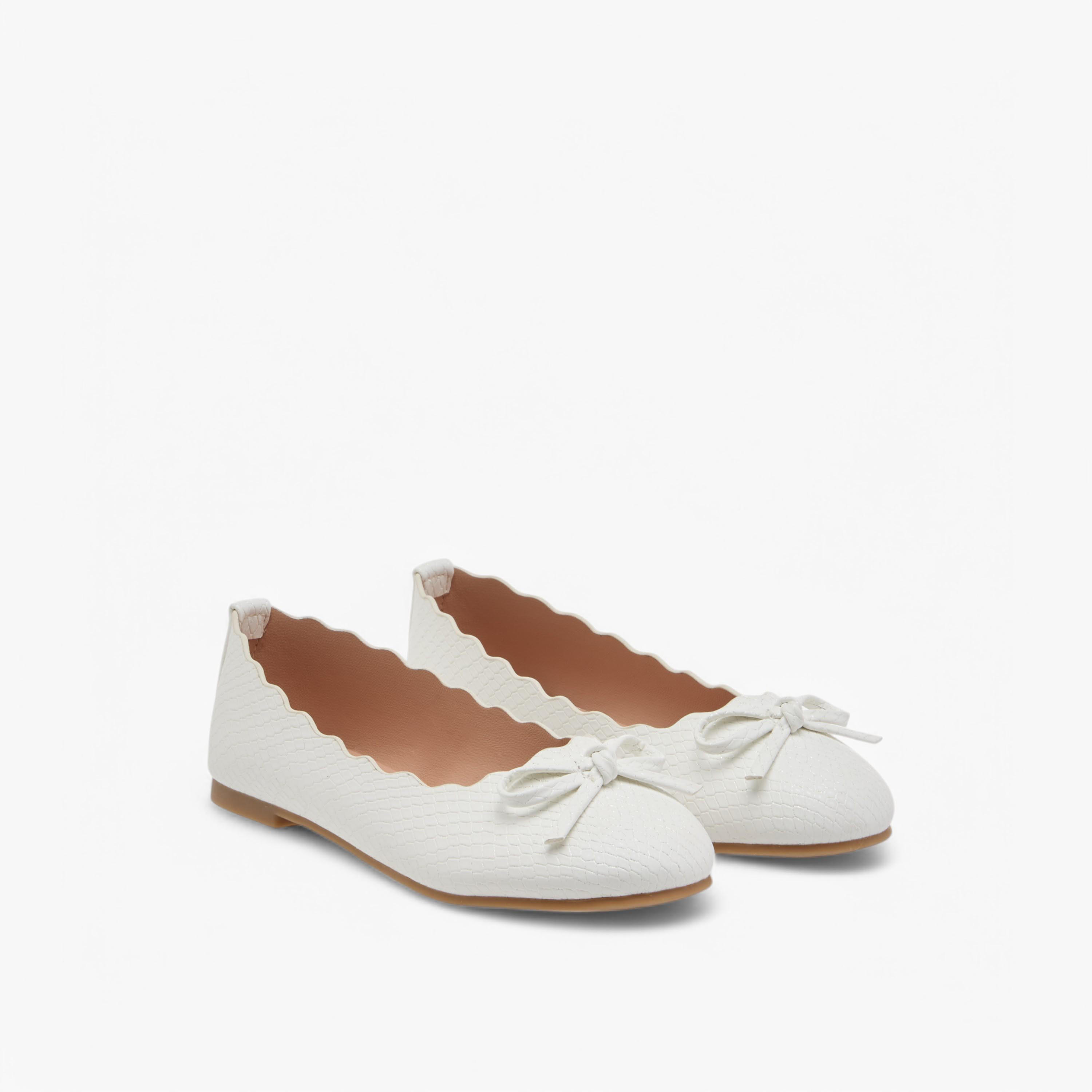 Little Missy Bow Accent Slip-On Ballerina Shoes with Scallop Detail-girls-shoes-ballerinas-image-1