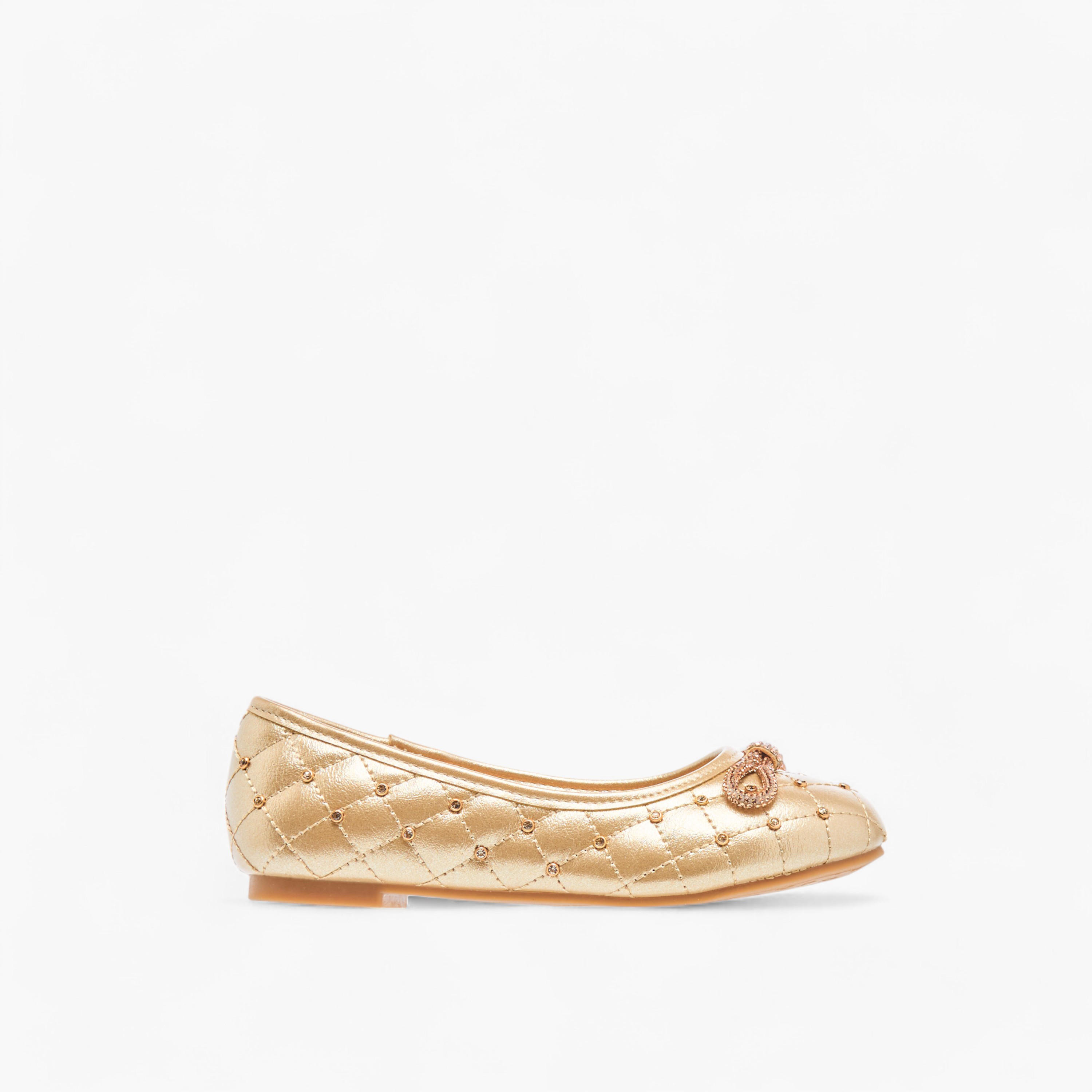 Little Missy Quilted Slip-On Ballerina Shoes with Embellished Bow Accent-girls-shoes-ballerinas-image-3