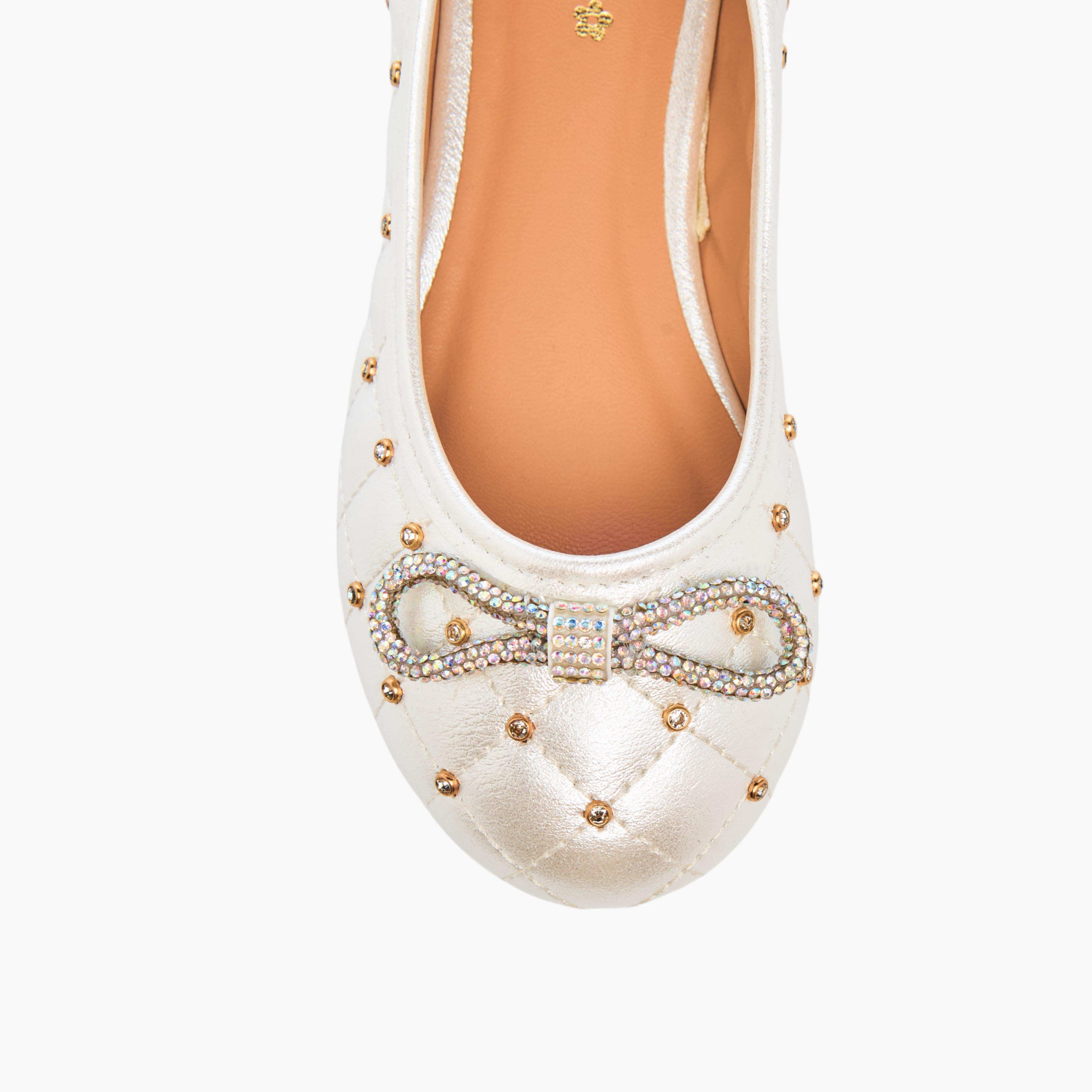 Little Missy Quilted Slip-On Ballerina Shoes with Embellished Bow Accent-girls-shoes-ballerinas-image-4