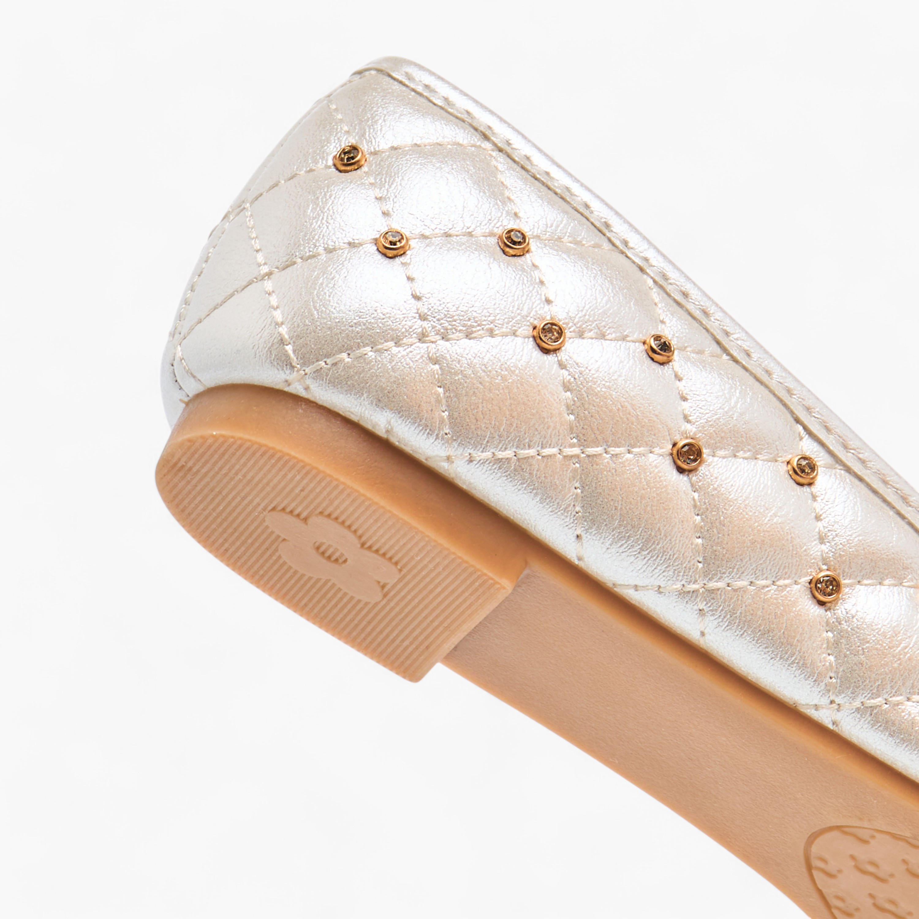 Little Missy Quilted Slip-On Ballerina Shoes with Embellished Bow Accent-girls-shoes-ballerinas-image-6