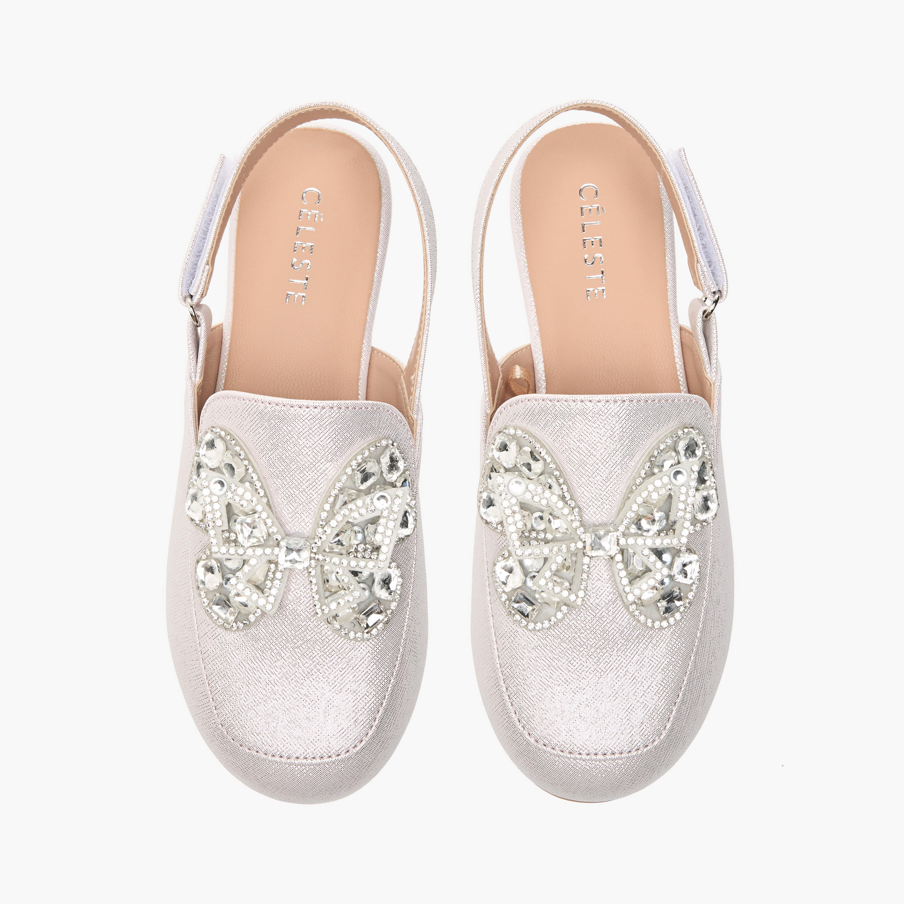 Celeste Girls' Embellished Slingback Ballerina Shoes with Hook and Loop Closure-girls-shoes-sandals-image-1
