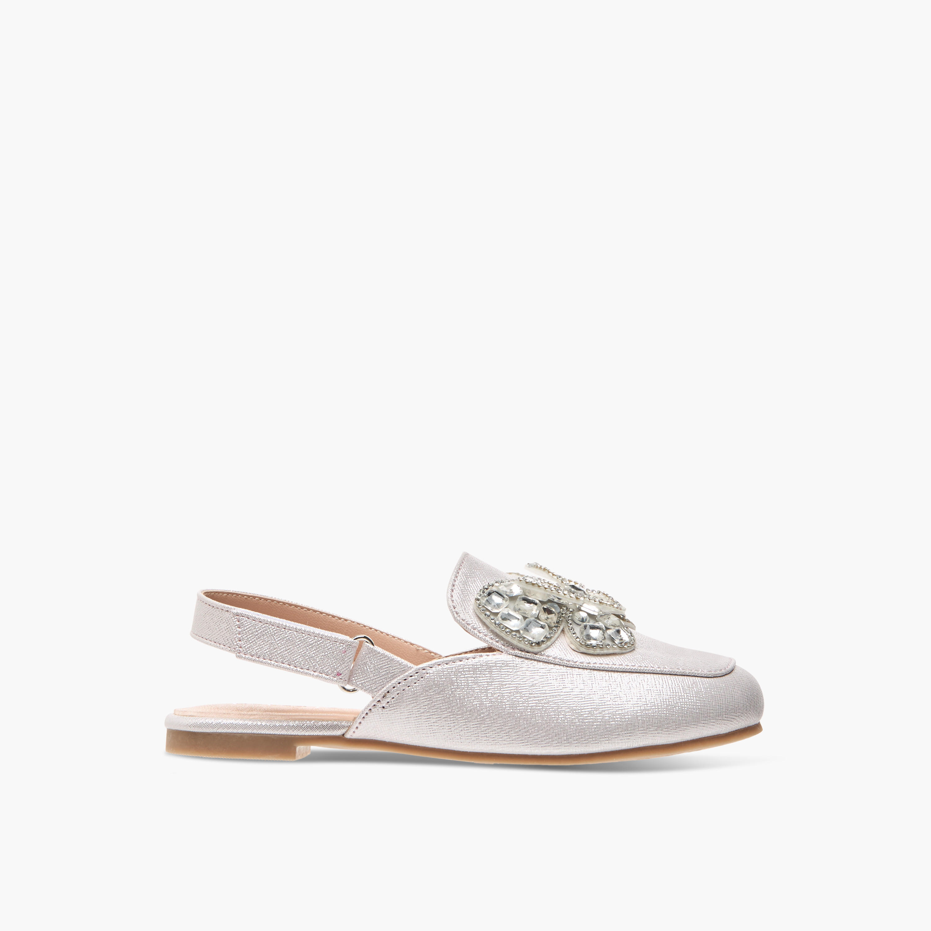 Celeste Girls' Embellished Slingback Ballerina Shoes with Hook and Loop Closure-girls-shoes-sandals-image-2