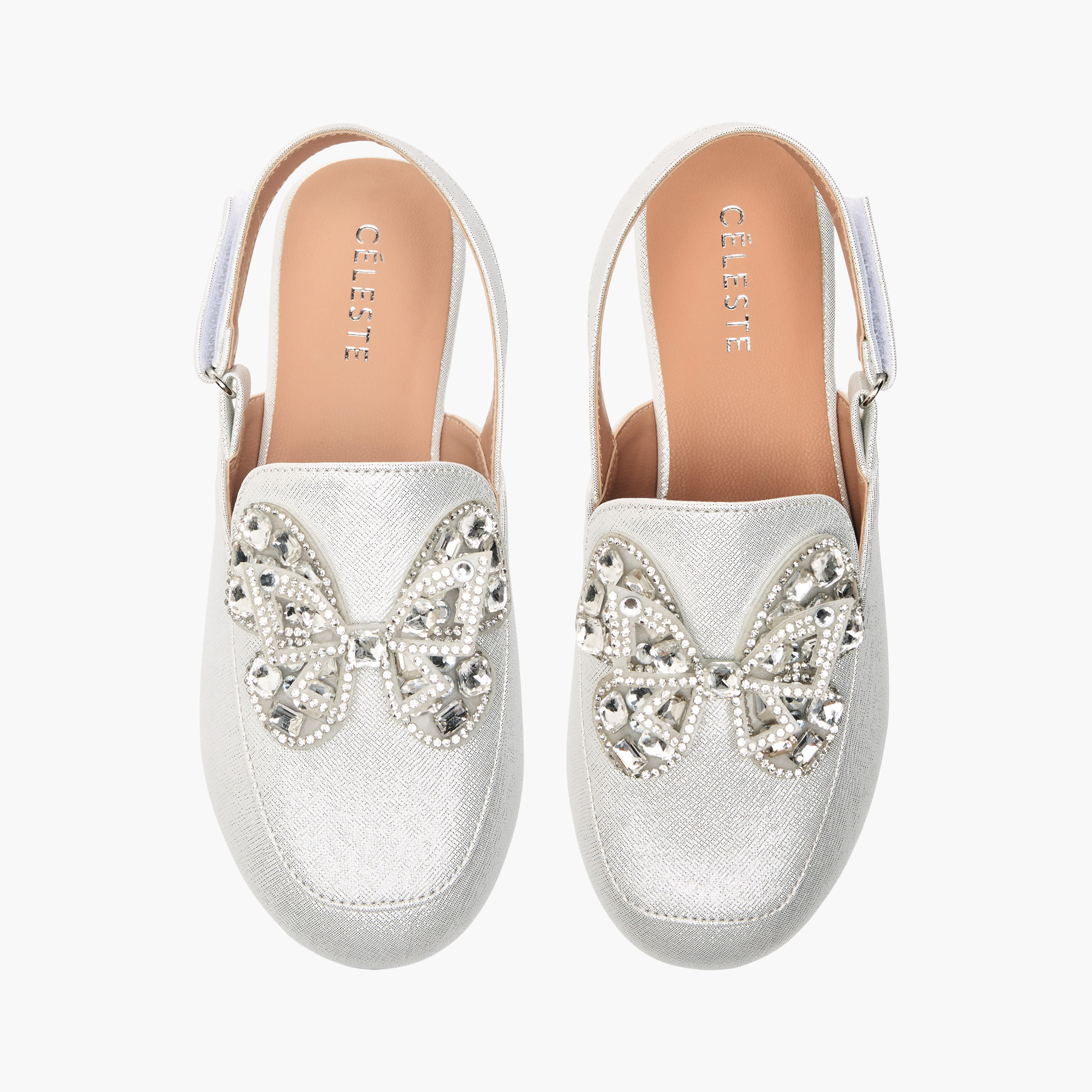 Celeste Girls' Embellished Slingback Ballerina Shoes with Hook and Loop Closure-girls-shoes-sandals-image-1