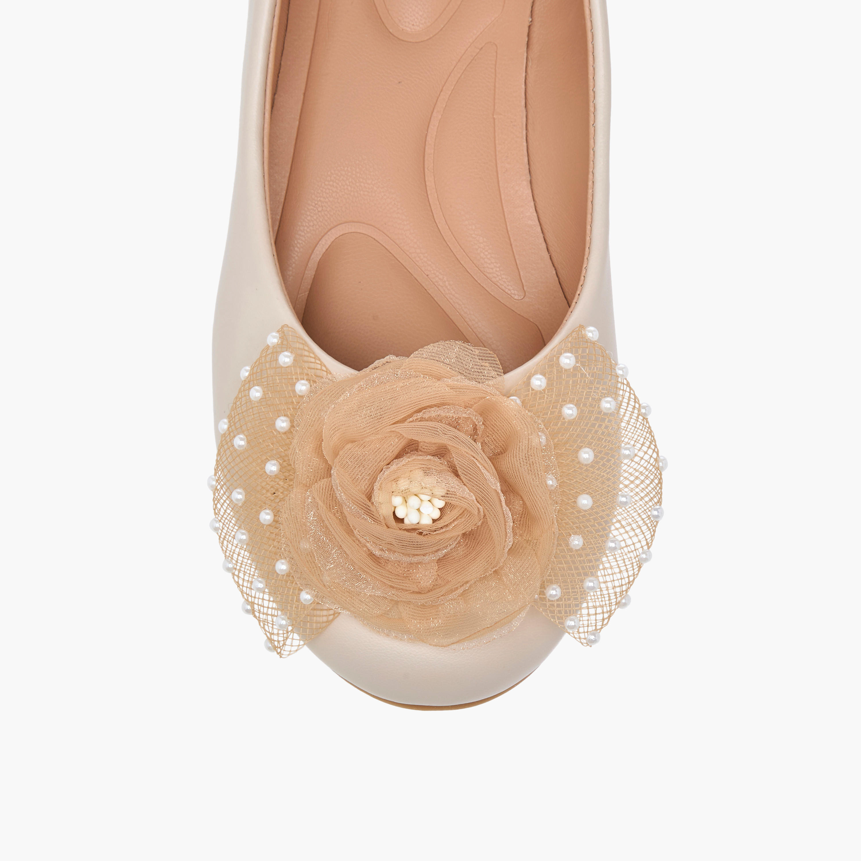 Little Missy Pearl Embellished Ballerina Shoes with Flower Applique-girls-shoes-ballerinas-image-4