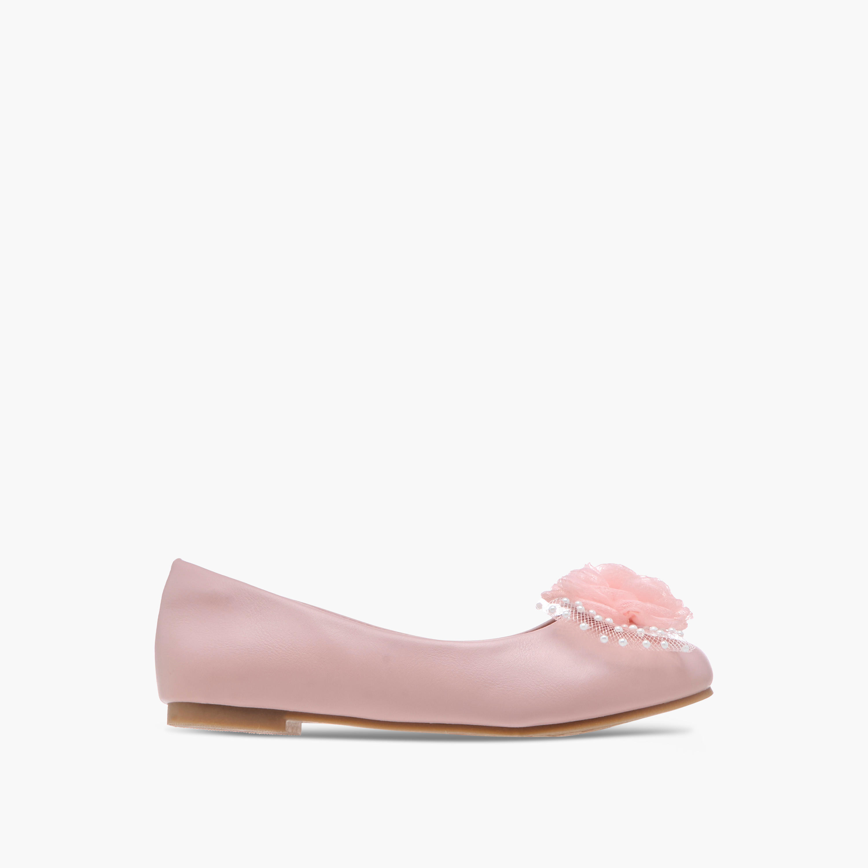 Little Missy Pearl Embellished Ballerina Shoes with Flower Applique-girls-shoes-ballerinas-image-3