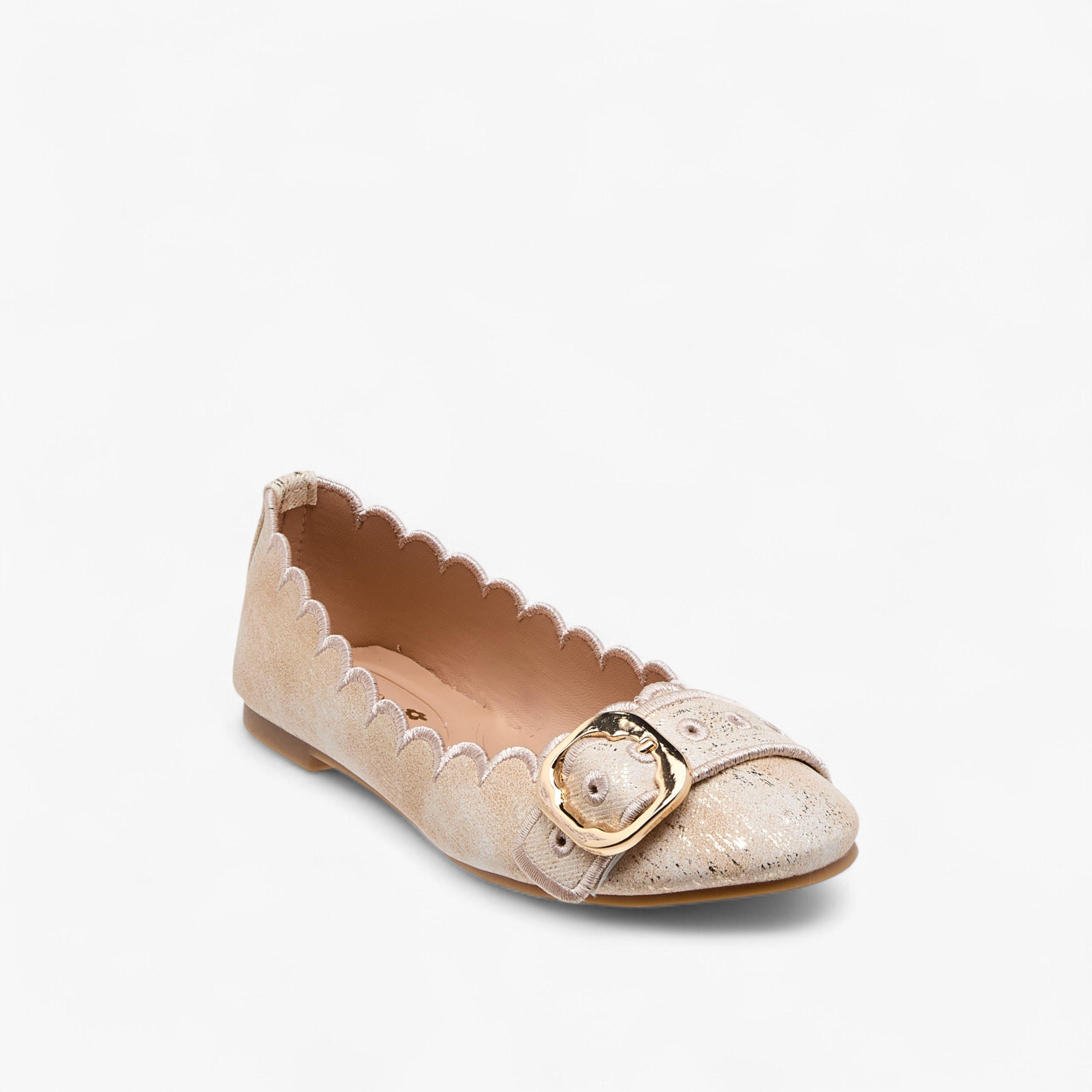 حذاء باليرينا سهل الارتداء بتفاصيل صدفية وزينة إبزيم من ليتل ميسي-girls-shoes-ballerinas-image-2