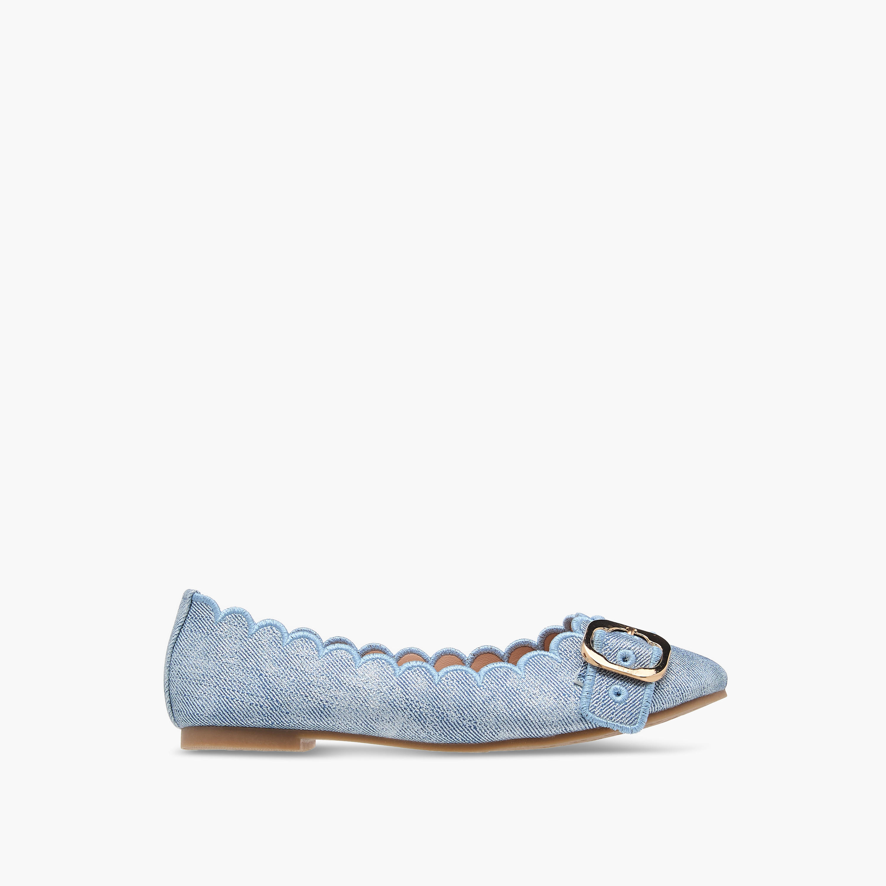Little Missy Scallop Detail Slip-On Ballerina Shoes with Buckle Accent-girls-shoes-ballerinas-image-3