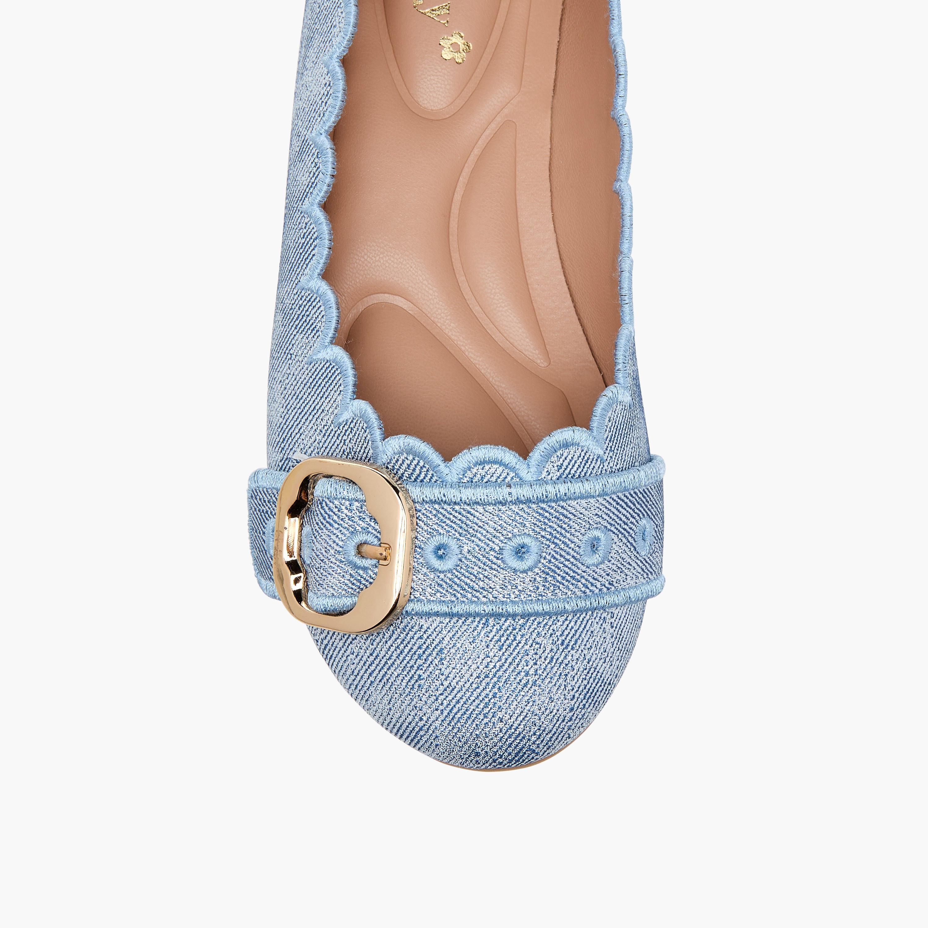 Little Missy Scallop Detail Slip-On Ballerina Shoes with Buckle Accent-girls-shoes-ballerinas-image-4