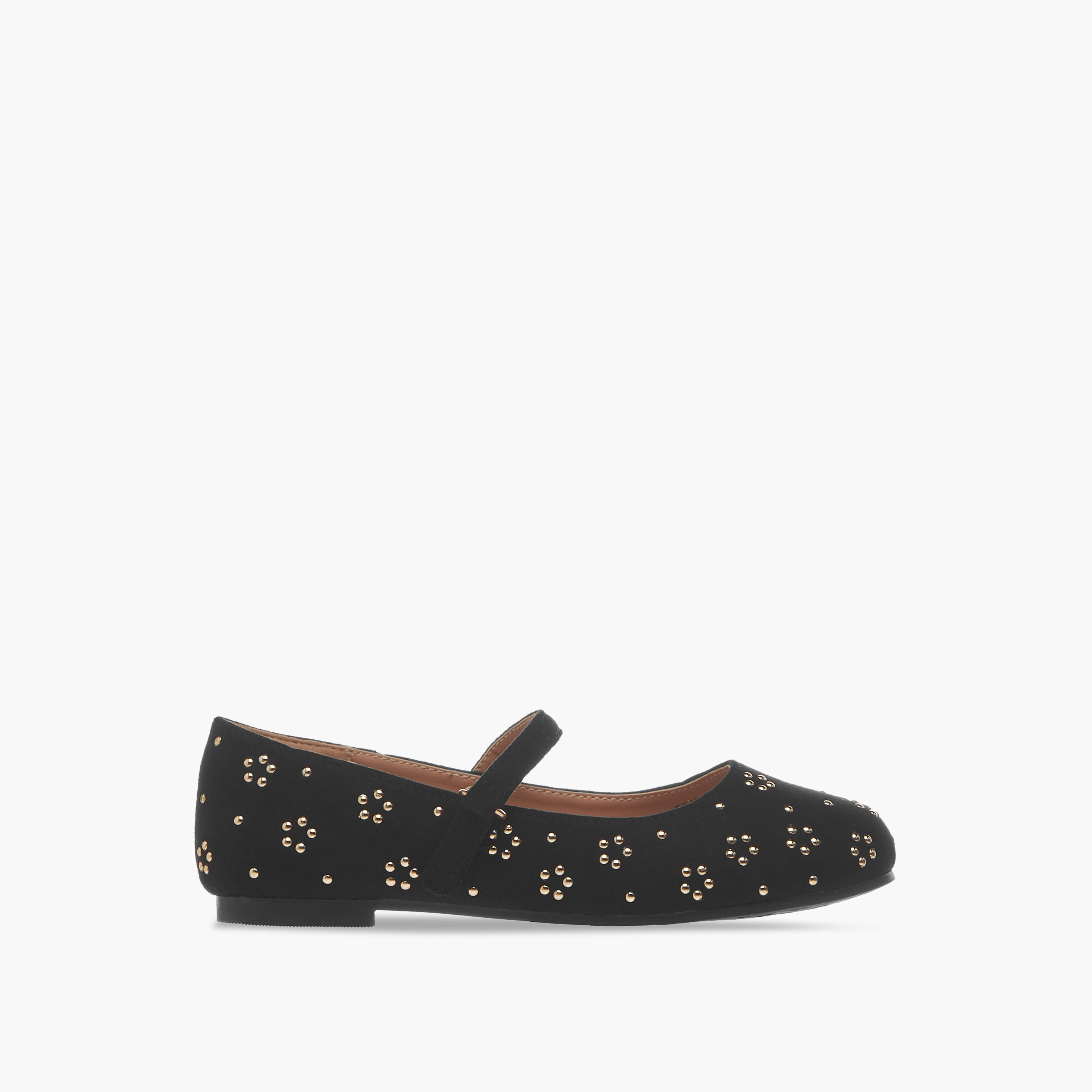 Little Missy Embellished Ballerina Shoes with Hook and Loop Closure-girls-shoes-maryjanes-image-3