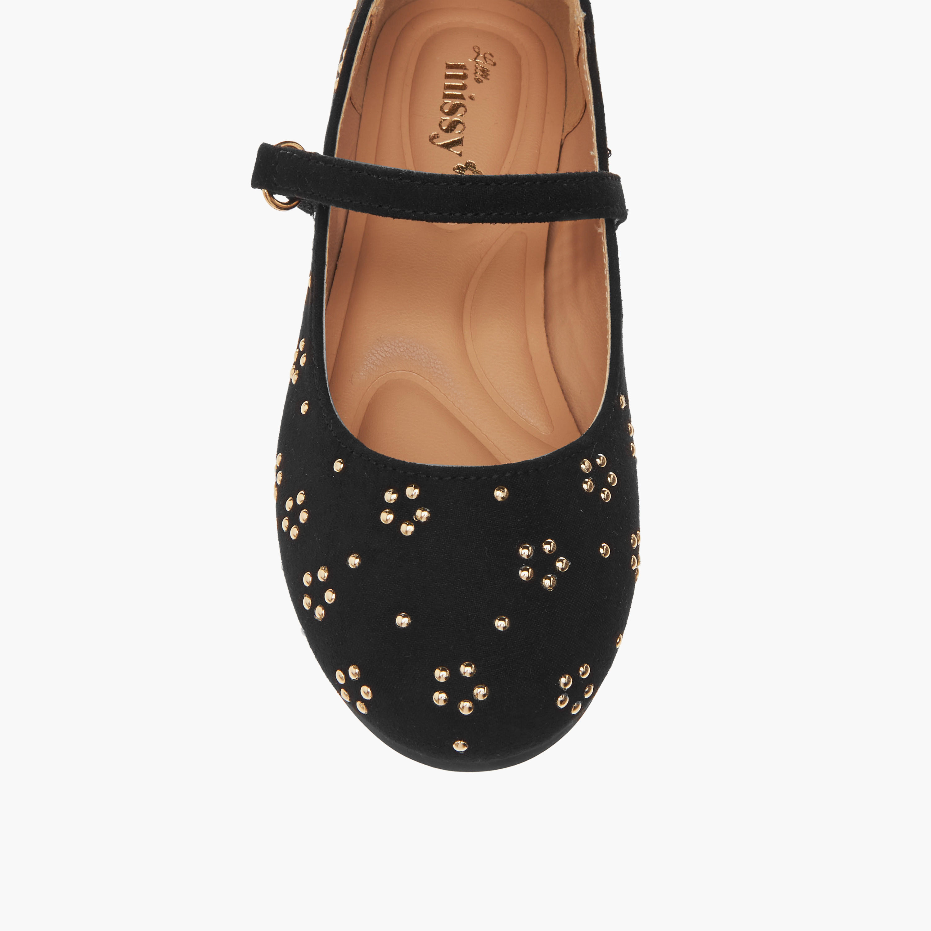 Little Missy Embellished Ballerina Shoes with Hook and Loop Closure-girls-shoes-maryjanes-image-4