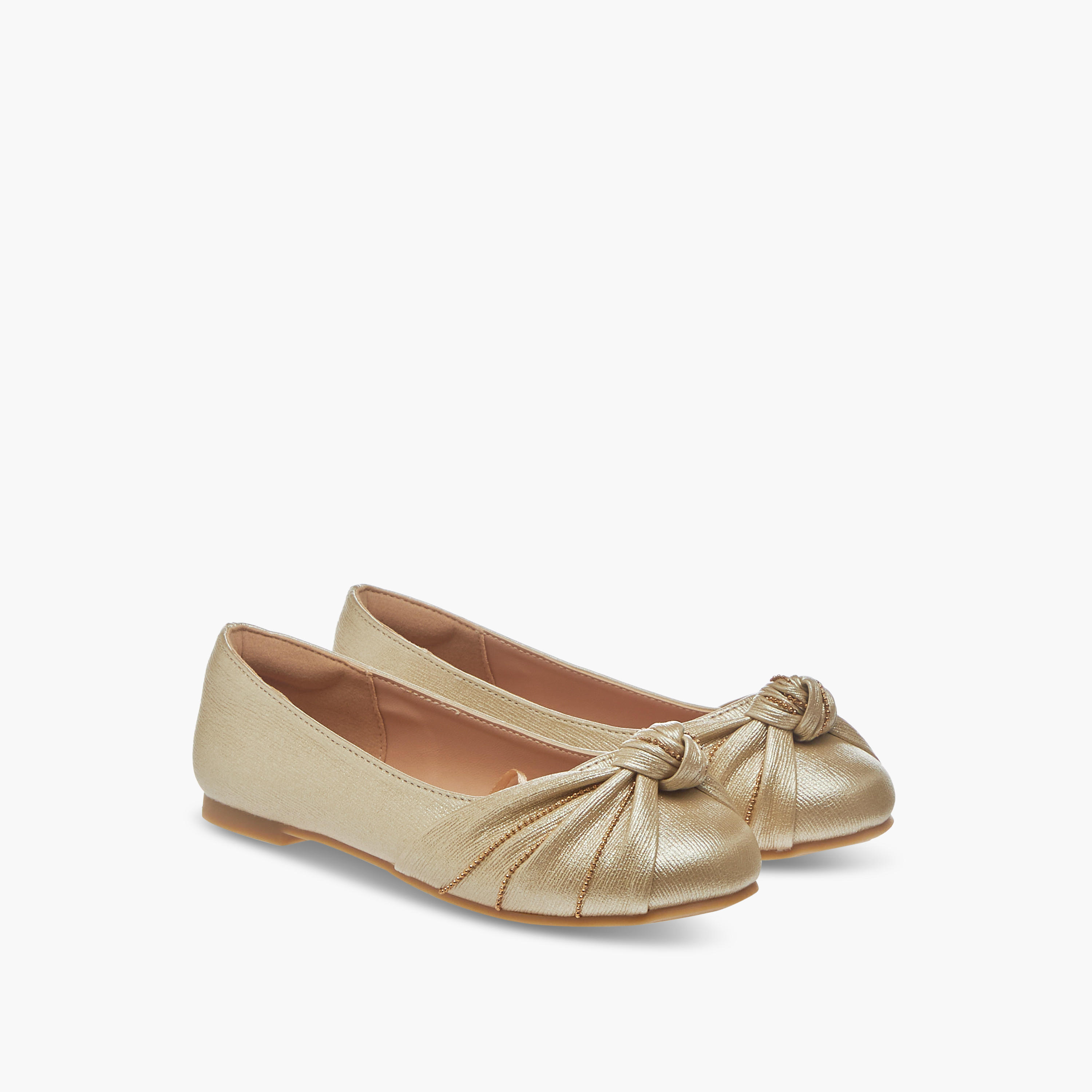 Little Missy Knot Detail Slip-On Ballerina Shoes-girls-shoes-ballerinas-image-1