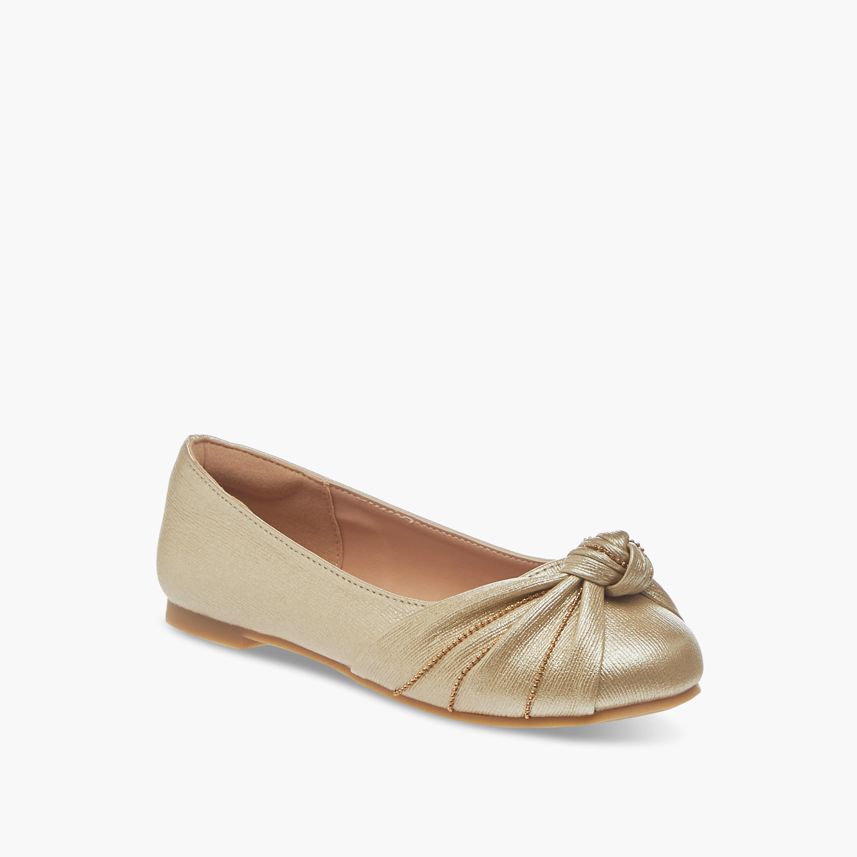 Little Missy Knot Detail Slip-On Ballerina Shoes-girls-shoes-ballerinas-image-2