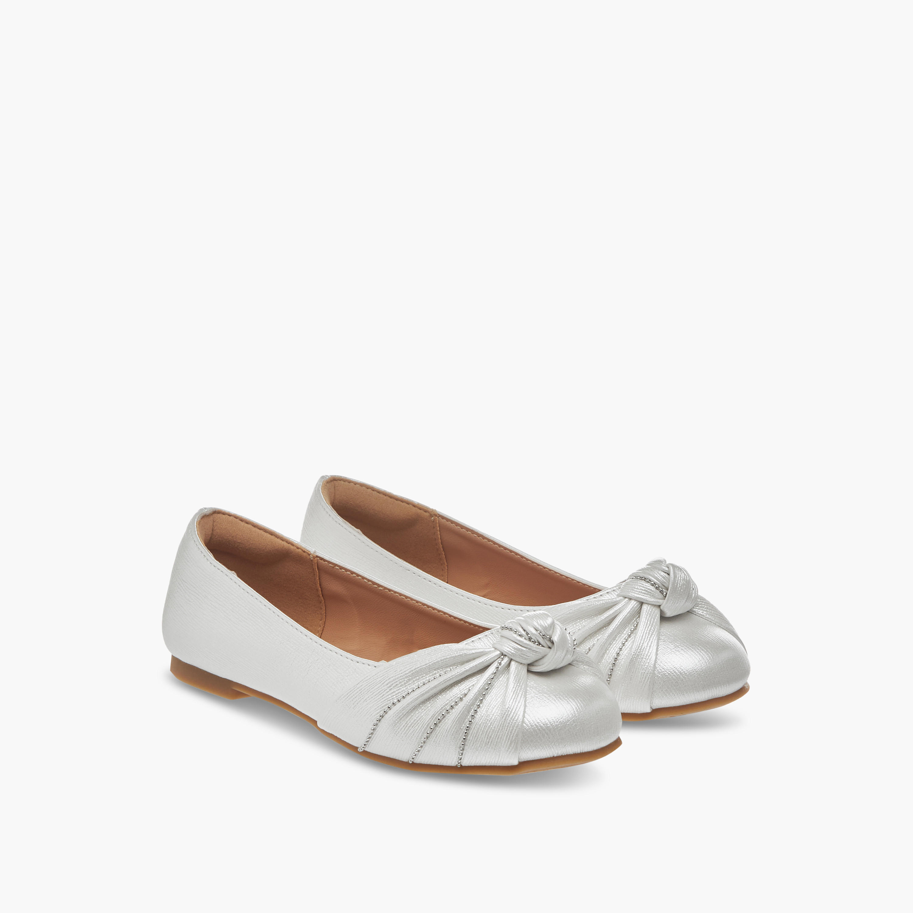 Little Missy Knot Detail Slip-On Ballerina Shoes-girls-shoes-ballerinas-image-1