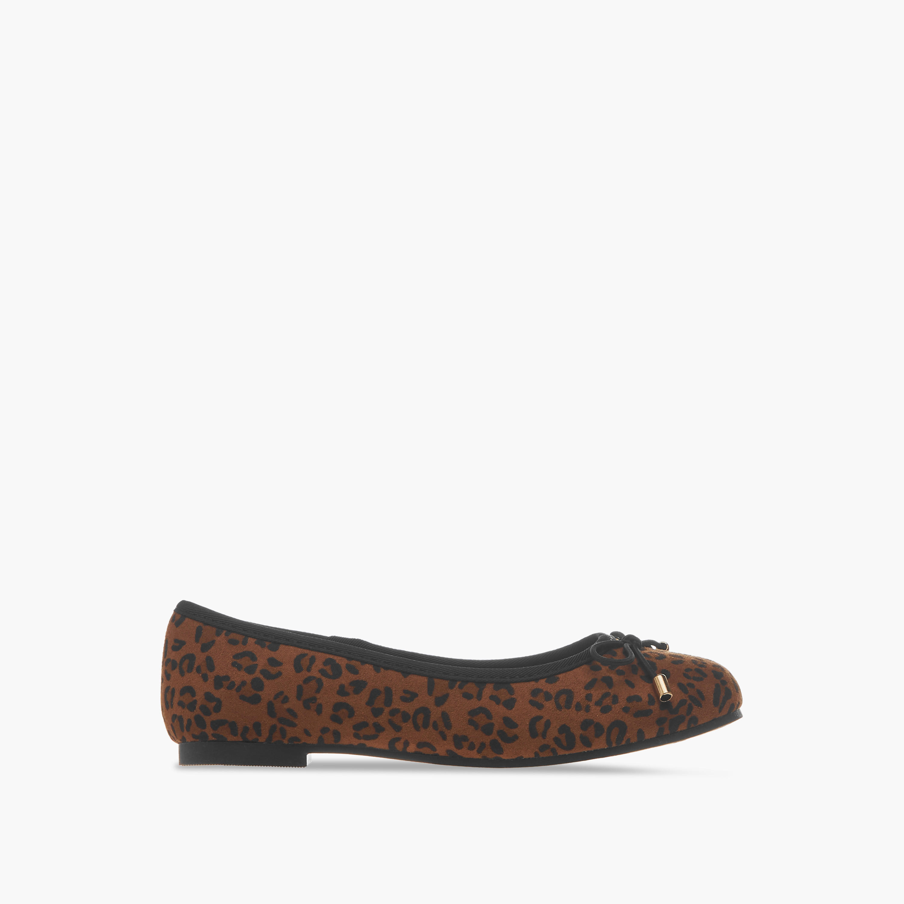 Little Missy Animal Print Slip-On Ballerina Shoes with Bow Detail-girls-shoes-ballerinas-image-3