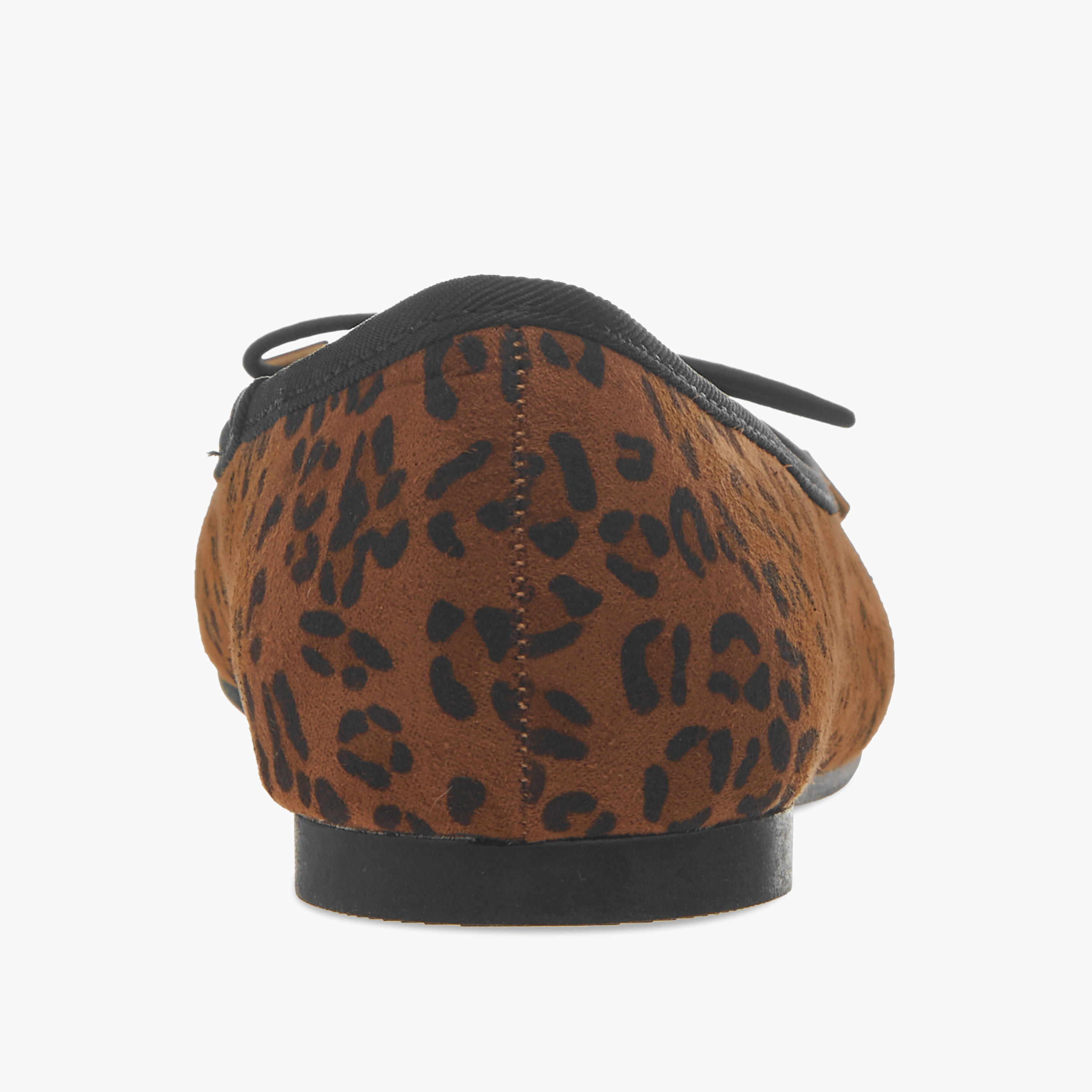 Little Missy Animal Print Slip-On Ballerina Shoes with Bow Detail-girls-shoes-ballerinas-image-5