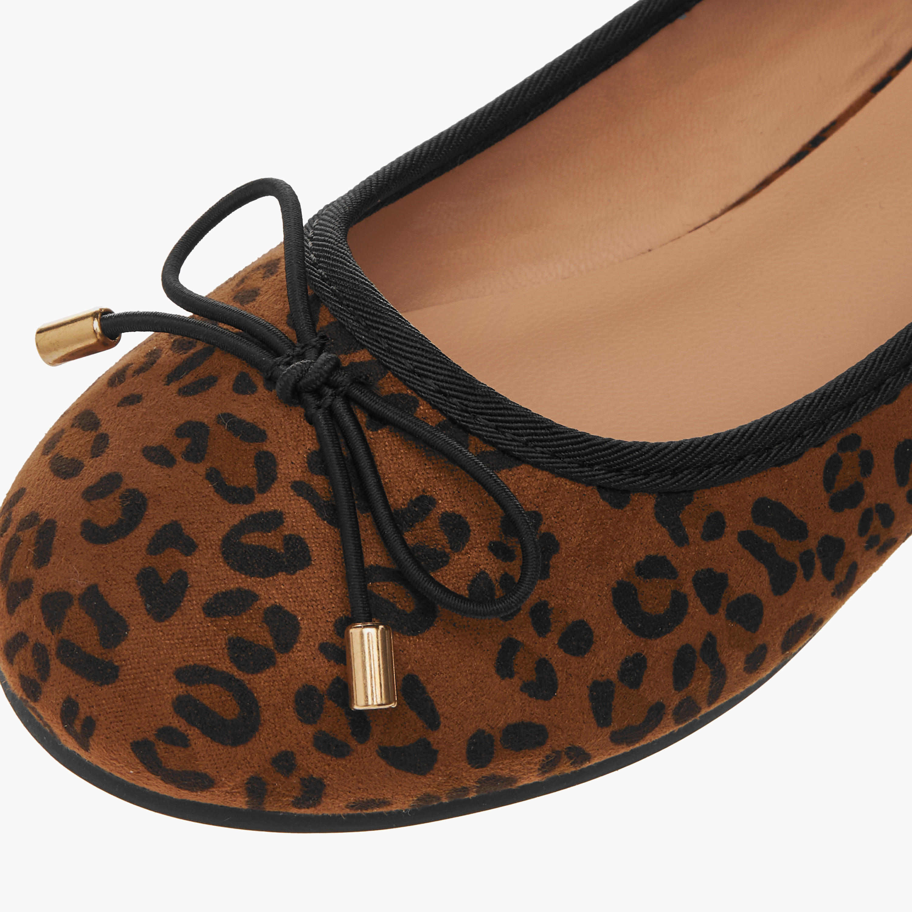 Little Missy Animal Print Slip-On Ballerina Shoes with Bow Detail-girls-shoes-ballerinas-image-6