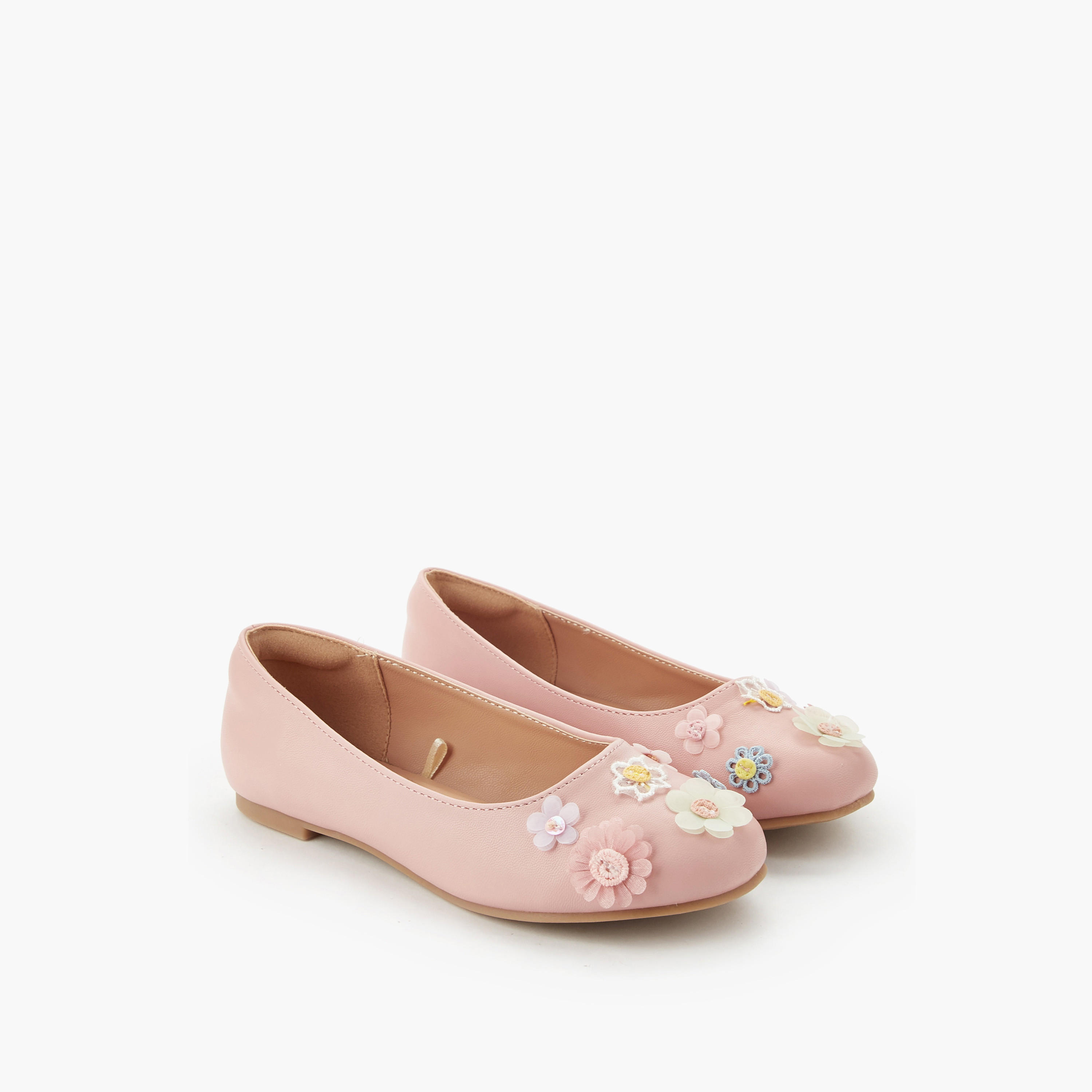 Little Missy Girls Floral Accent Ballerina Shoes-girls-shoes-ballerinas-image-1