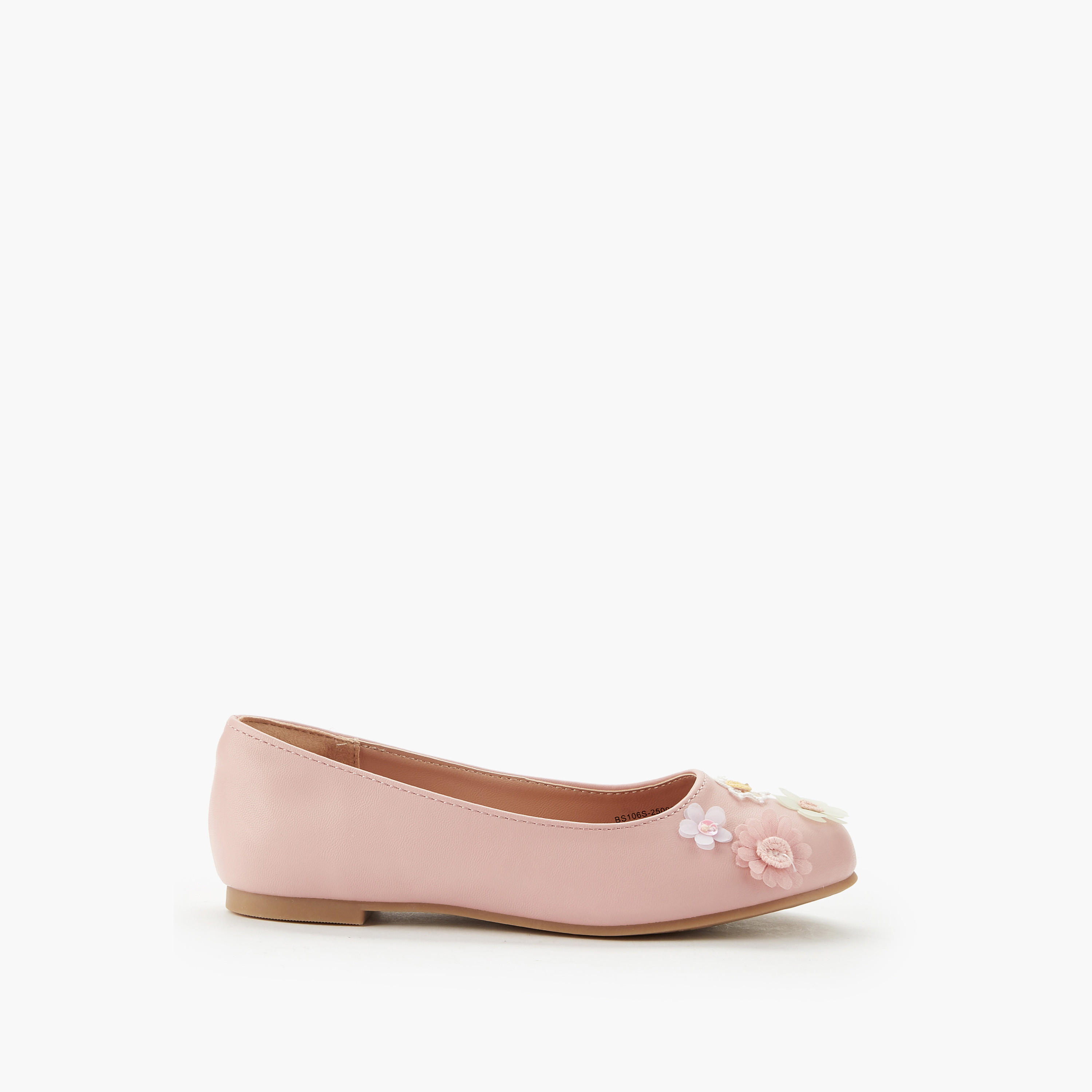 Little Missy Girls Floral Accent Ballerina Shoes-girls-shoes-ballerinas-image-2