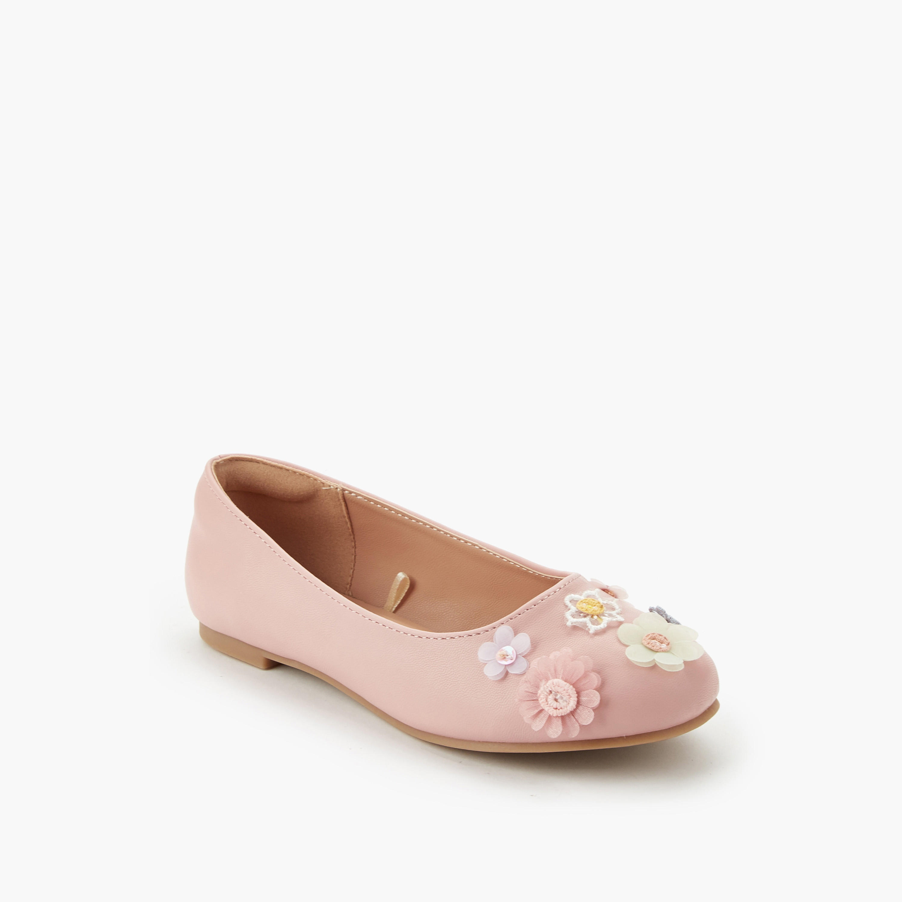 Little Missy Girls Floral Accent Ballerina Shoes-girls-shoes-ballerinas-image-3