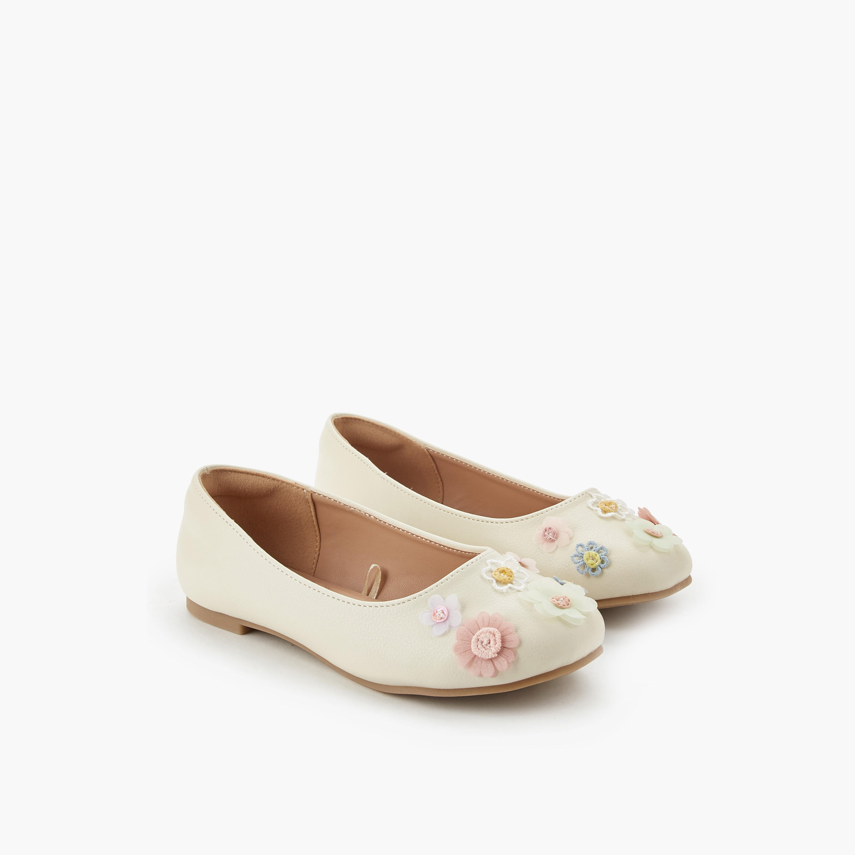 Little Missy Girls Floral Accent Ballerina Shoes-girls-shoes-ballerinas-image-1