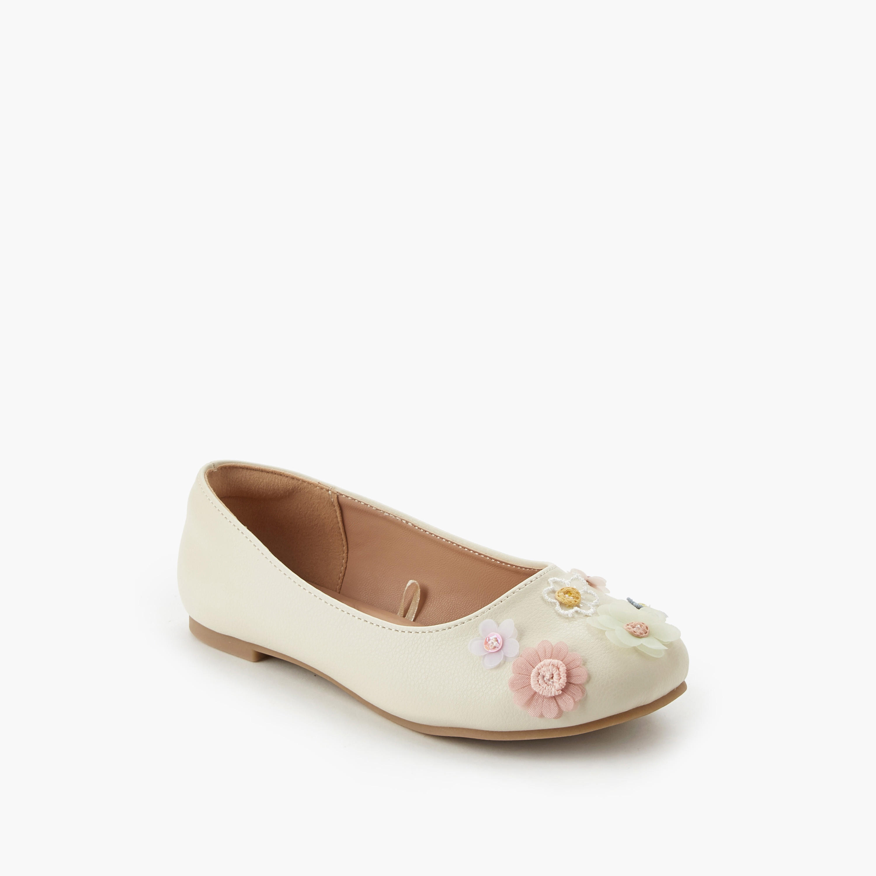 Little Missy Girls Floral Accent Ballerina Shoes-girls-shoes-ballerinas-image-3
