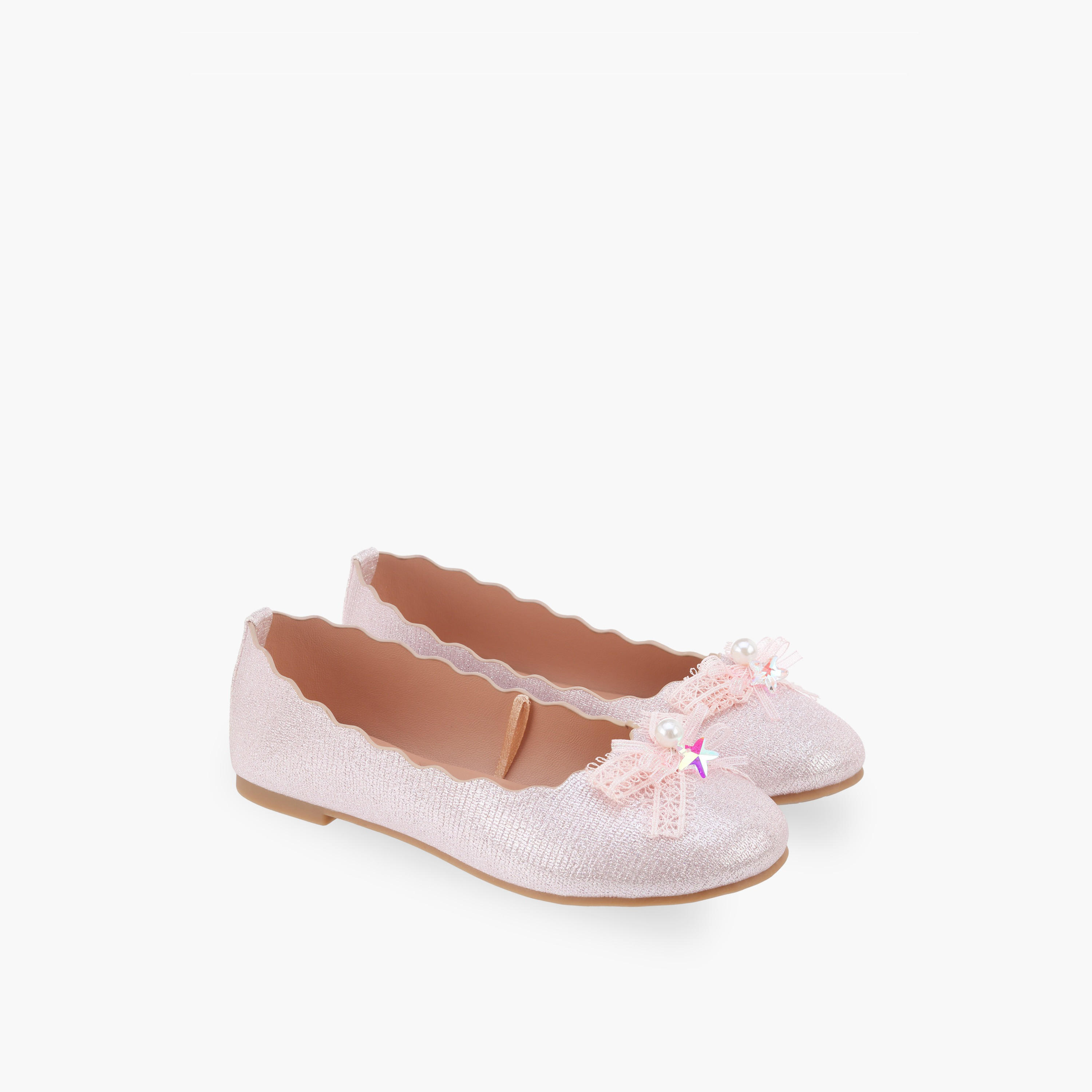 Little Missy Girls Textured Ballerina Shoes-girls-shoes-ballerinas-image-1