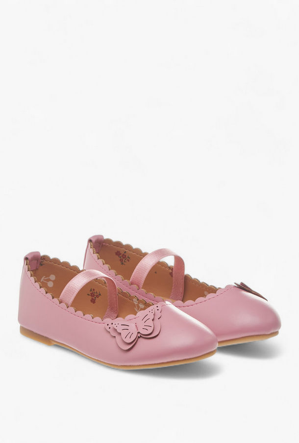 Flora Bella Butterfly Applique Ballerina Shoes with Elasticated Strap-girls-shoes-ballerinas-image-1