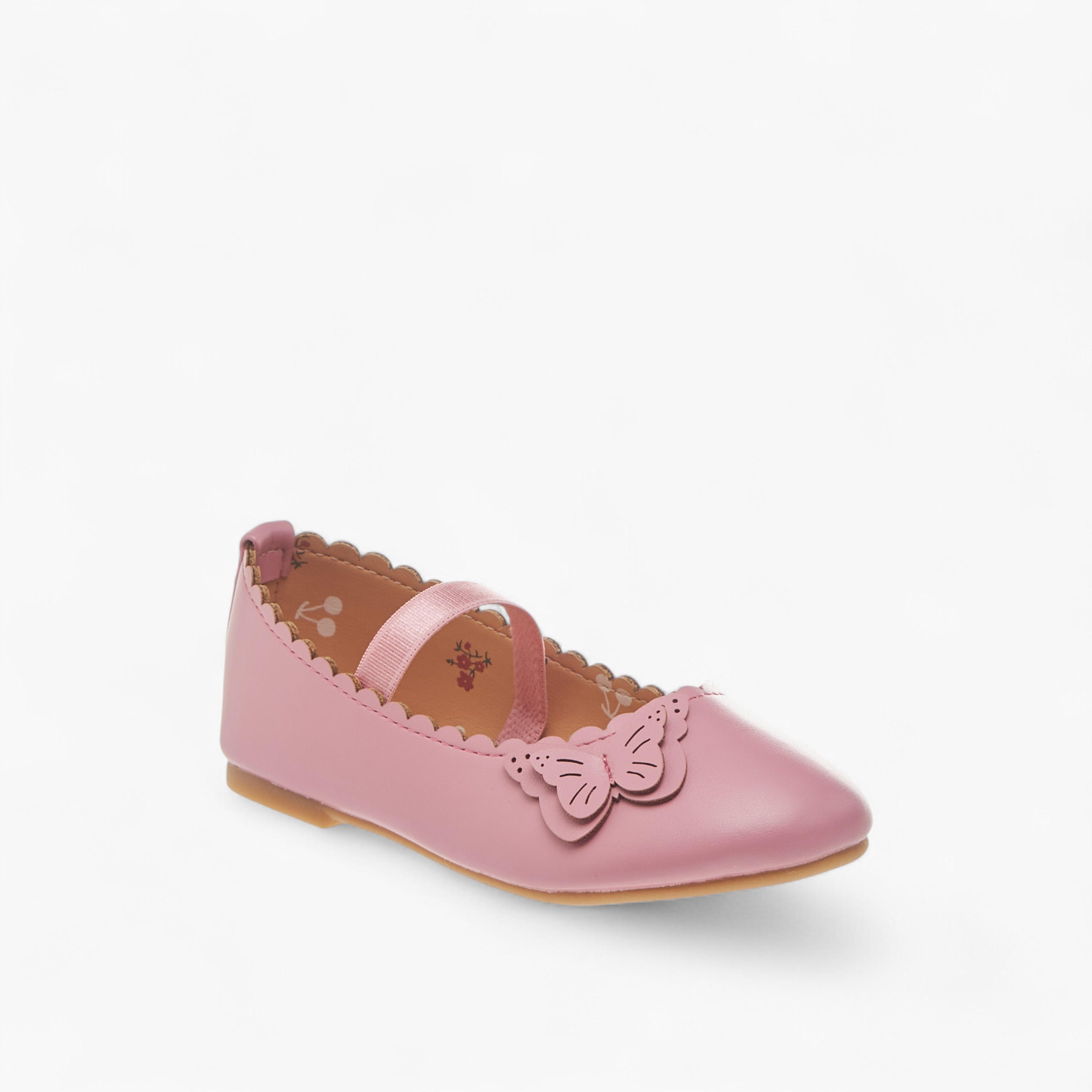 Flora Bella Butterfly Applique Ballerina Shoes with Elasticated Strap-girls-shoes-ballerinas-image-2