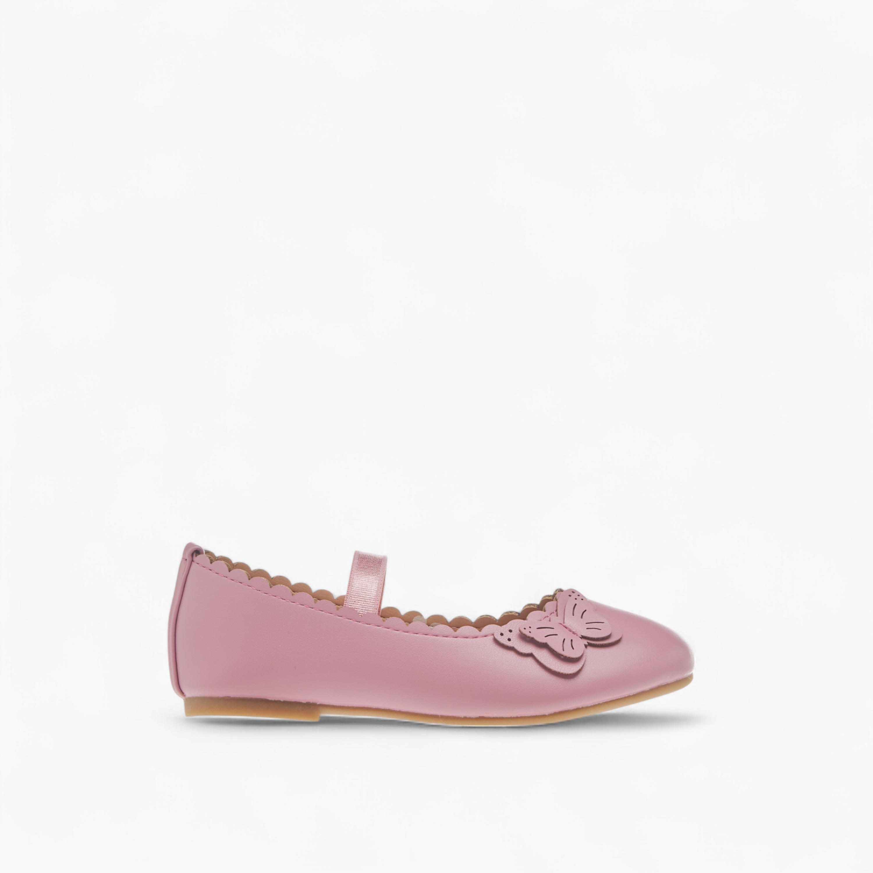 Flora Bella Butterfly Applique Ballerina Shoes with Elasticated Strap-girls-shoes-ballerinas-image-3