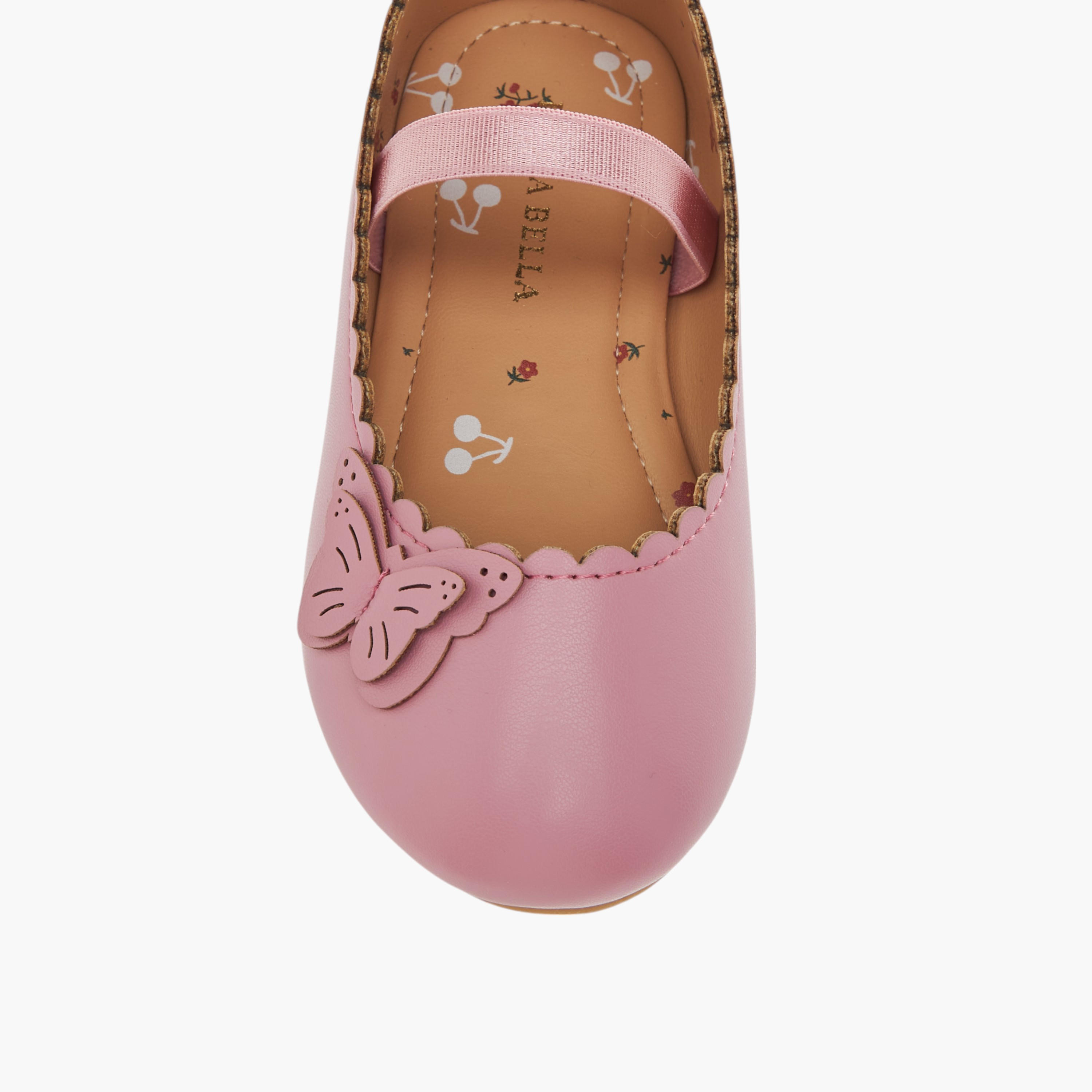 Flora Bella Butterfly Applique Ballerina Shoes with Elasticated Strap-girls-shoes-ballerinas-image-4