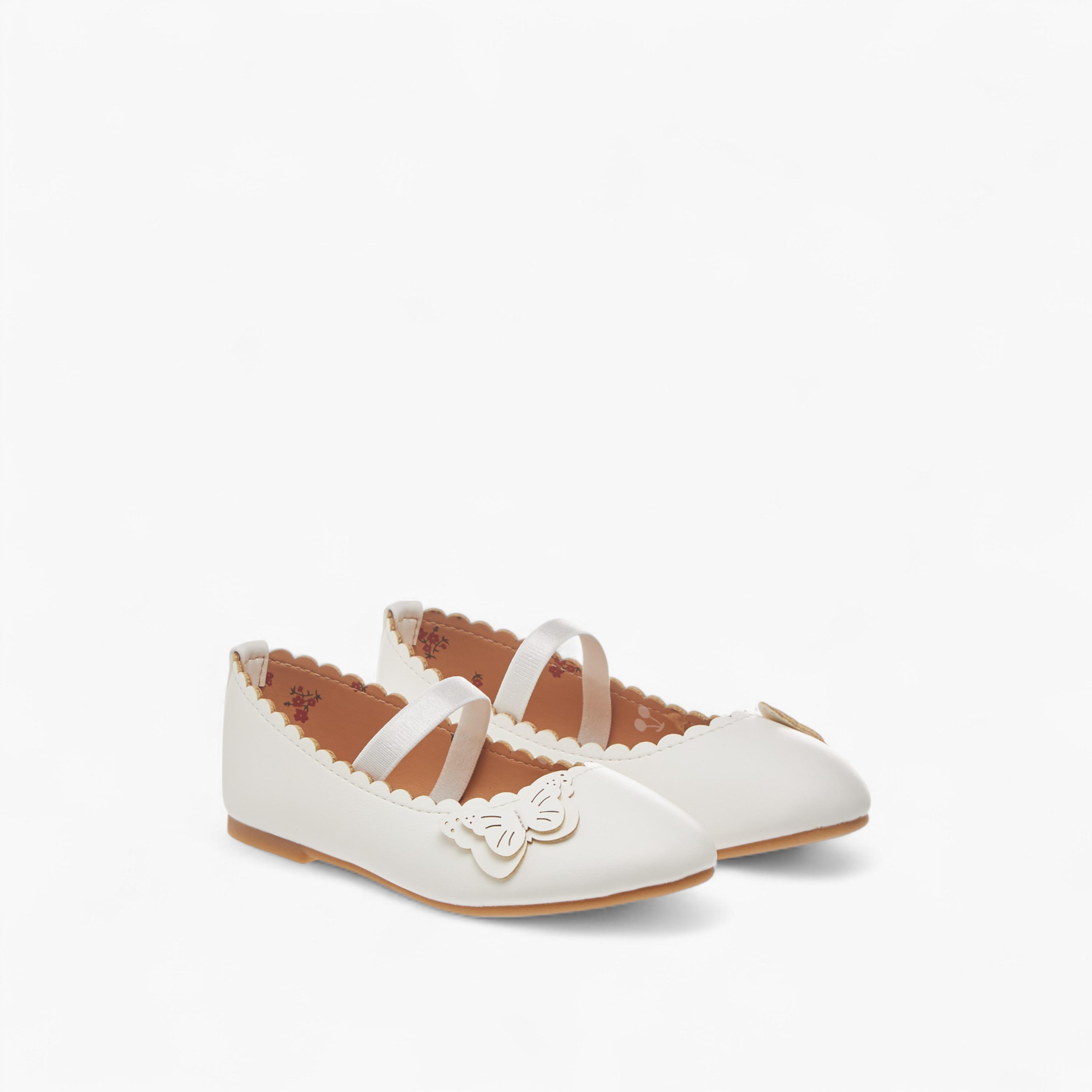 Flora Bella Butterfly Applique Ballerina Shoes with Elasticated Strap-girls-shoes-ballerinas-image-1