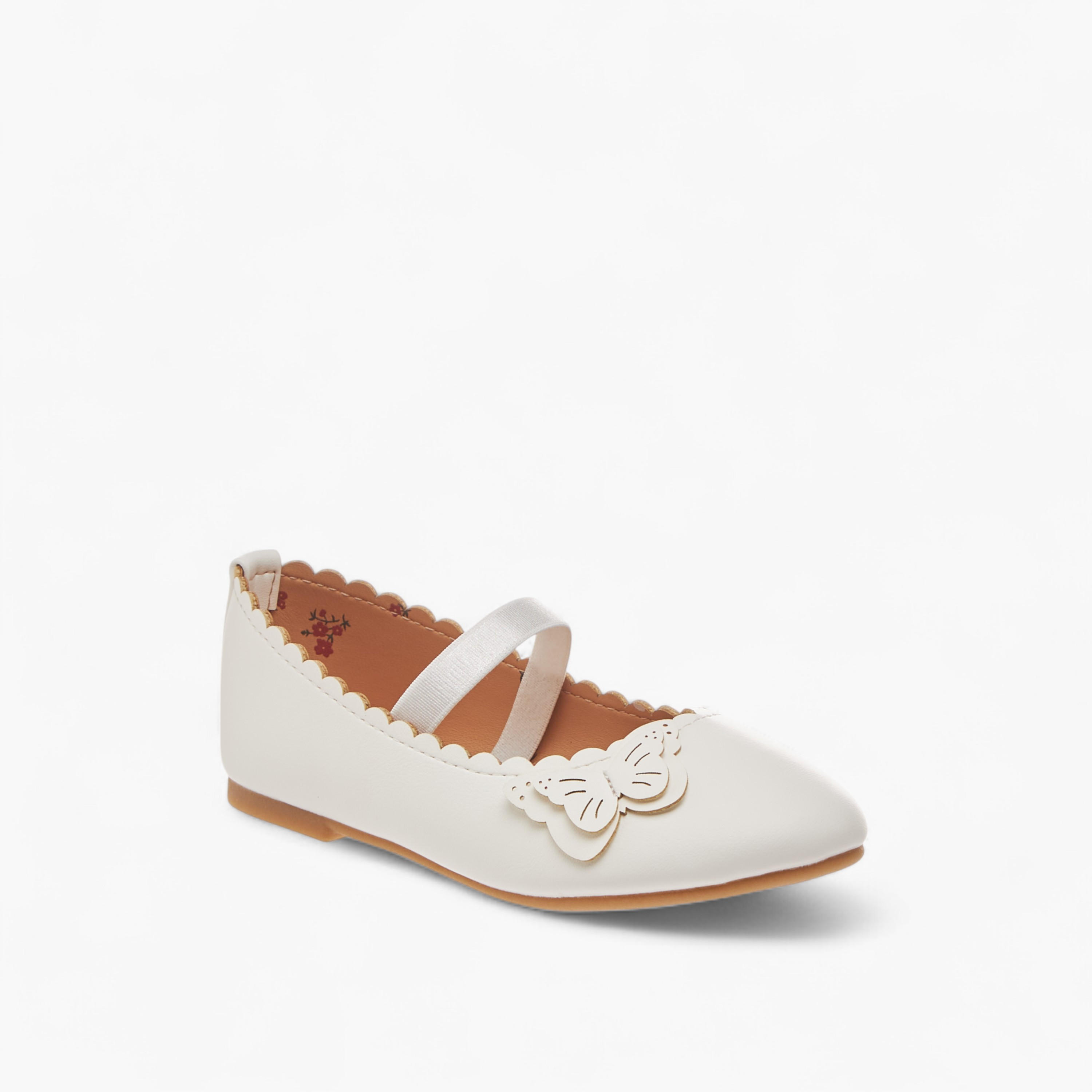 Flora Bella Butterfly Applique Ballerina Shoes with Elasticated Strap-girls-shoes-ballerinas-image-2