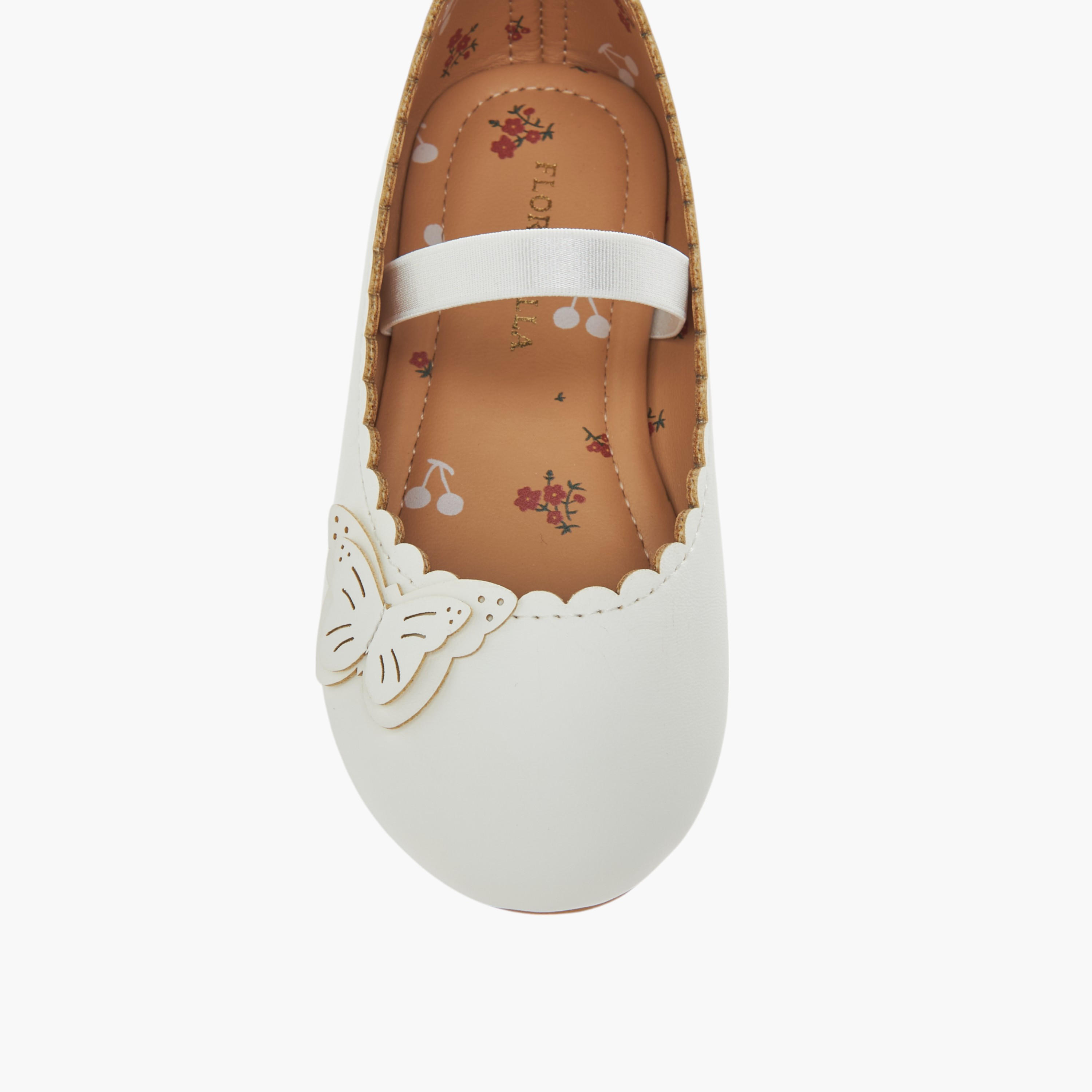 Flora Bella Butterfly Applique Ballerina Shoes with Elasticated Strap-girls-shoes-ballerinas-image-4