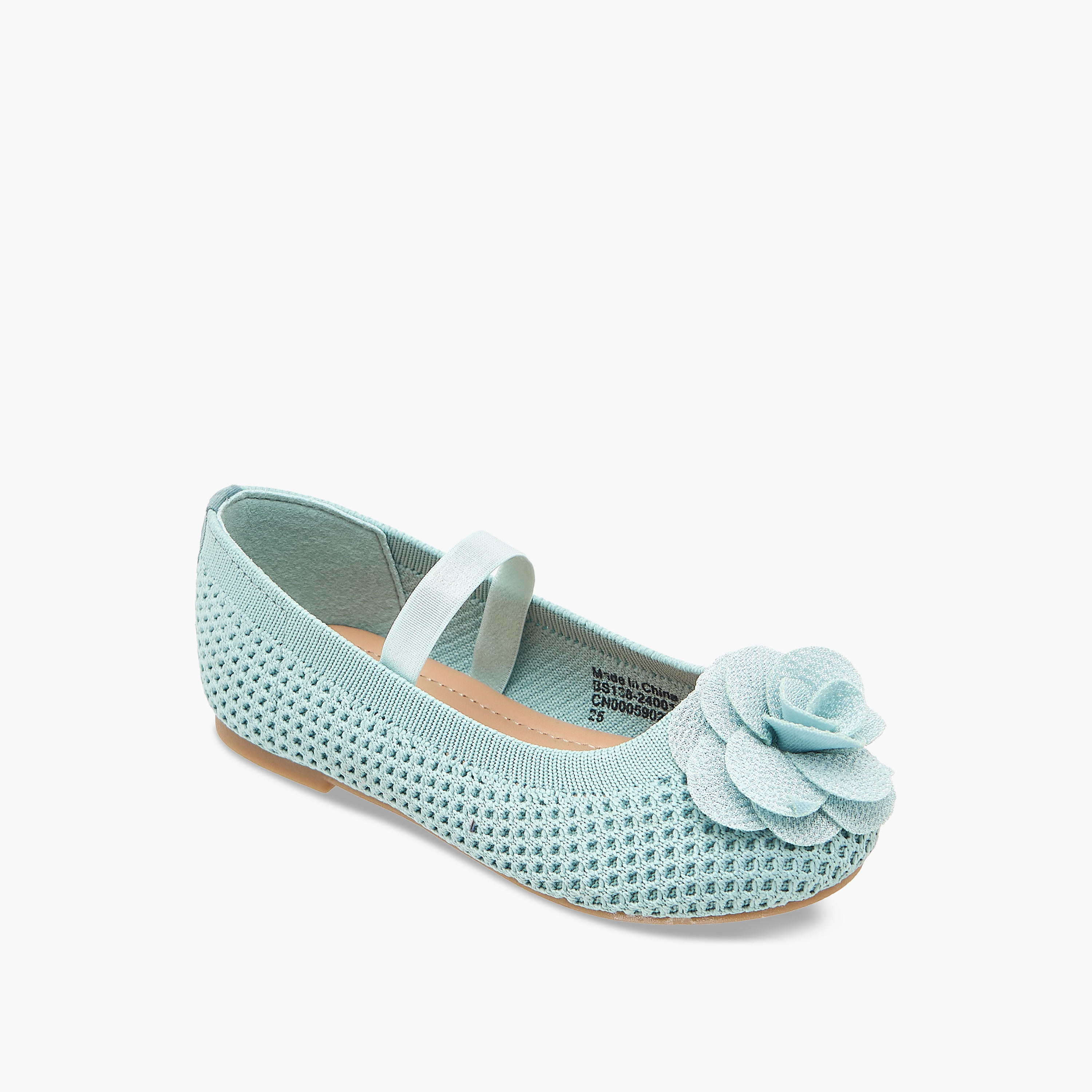 حذاء باليرينا بحزام مطاطي وتفاصيل زهرية من فلورا بيلا-girls-shoes-ballerinas-image-2
