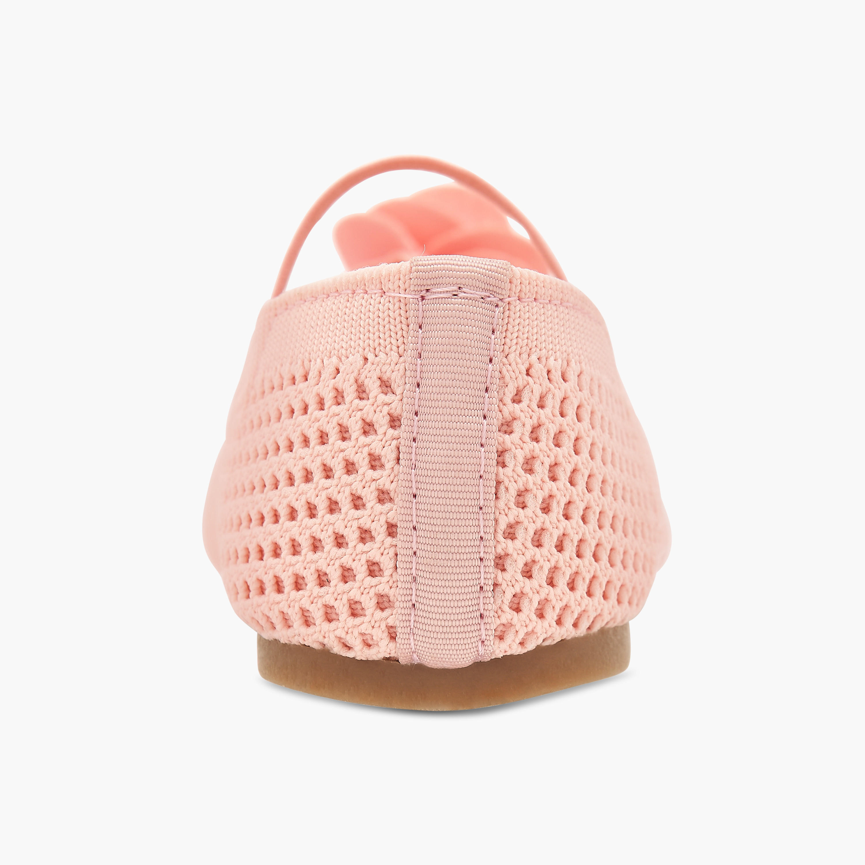 Flora Bella Textured Ballerina Shoes with Elastic and Flower Detail-girls-shoes-ballerinas-image-5