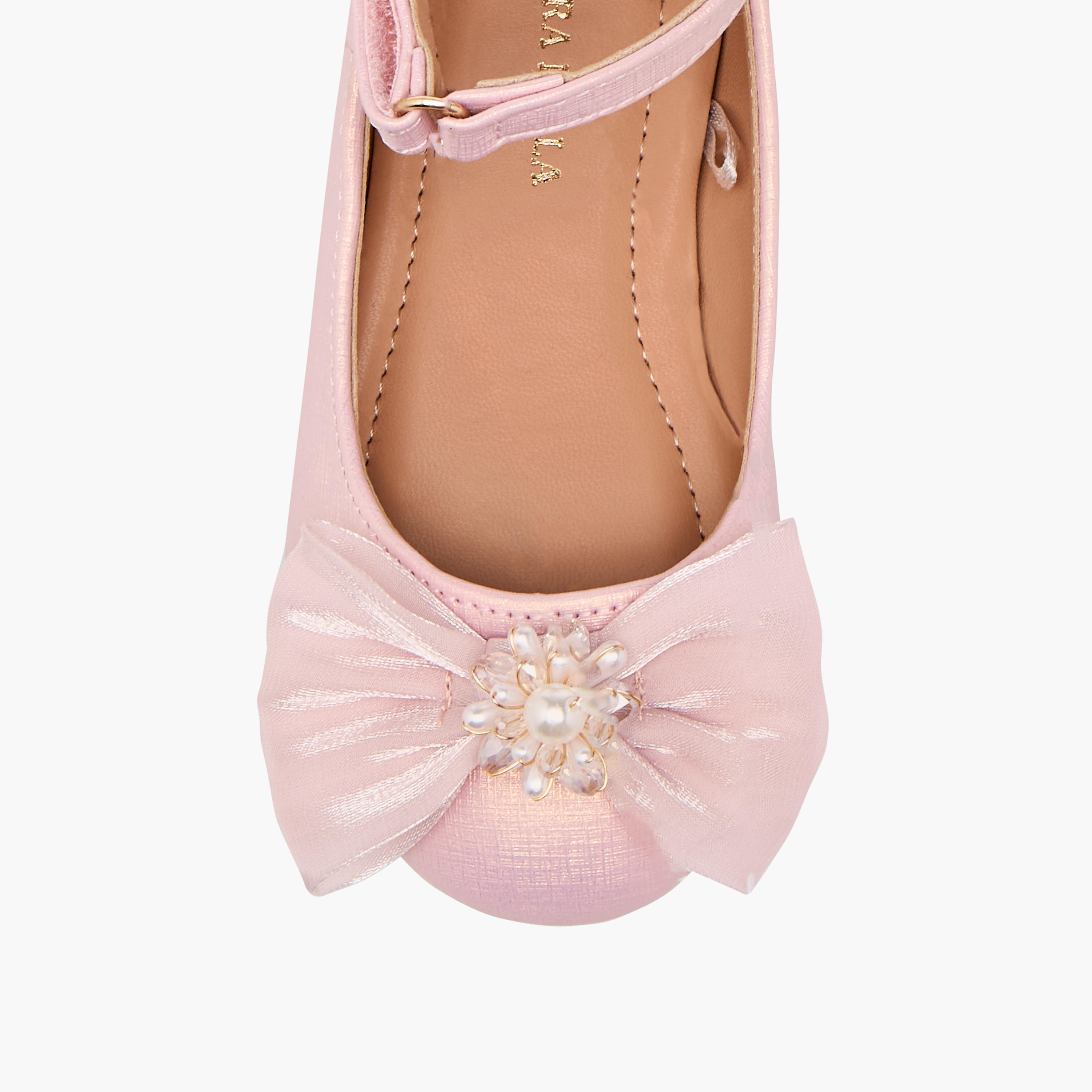 Flora Bella Bow Accent Ballerina Shoes with Hook and Loop Closure-girls-shoes-ballerinas-image-4