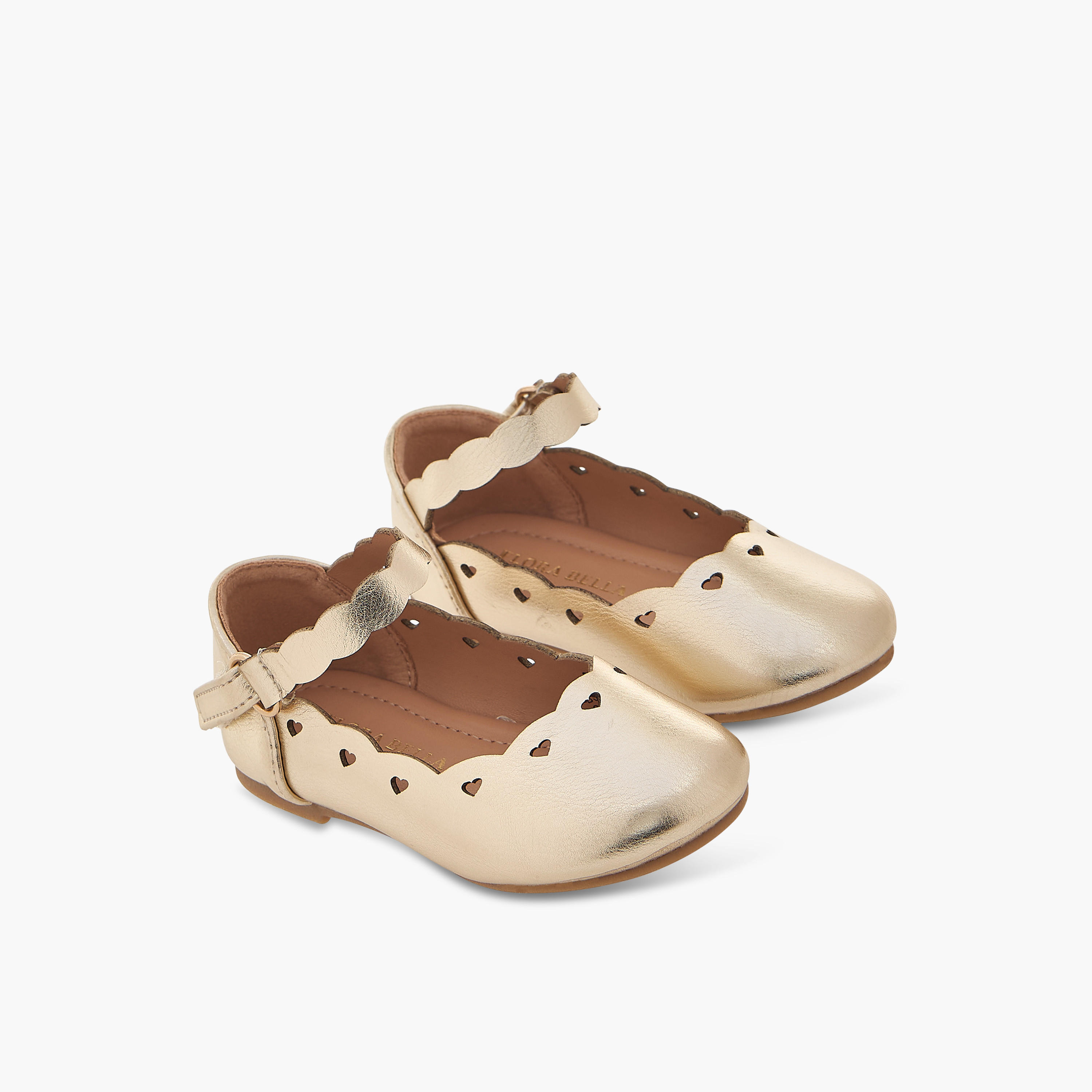 Flora Bella Textured Ballerina Shoes with Hook and Loop Closure-girls-shoes-ballerinas-image-1